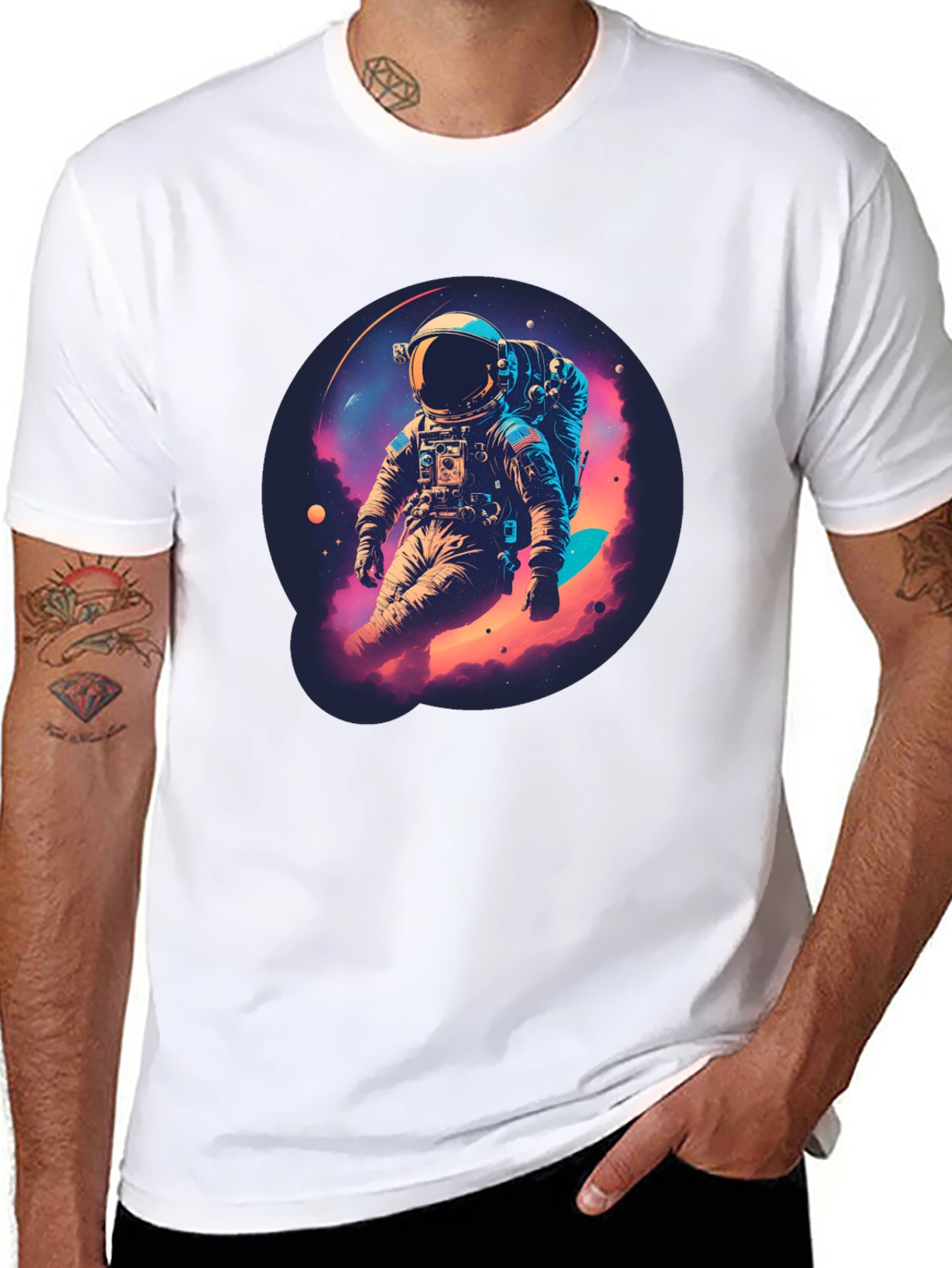Astronaut Galaxy Black T-Shirt