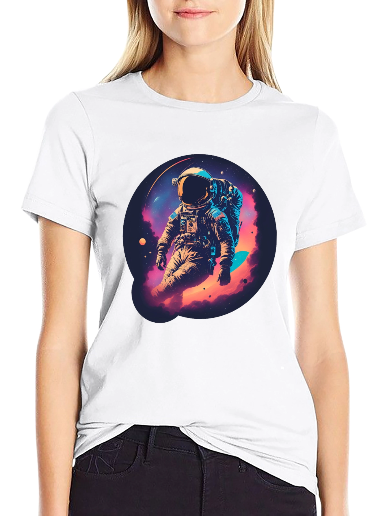 Astronaut Galaxy Black T-Shirt