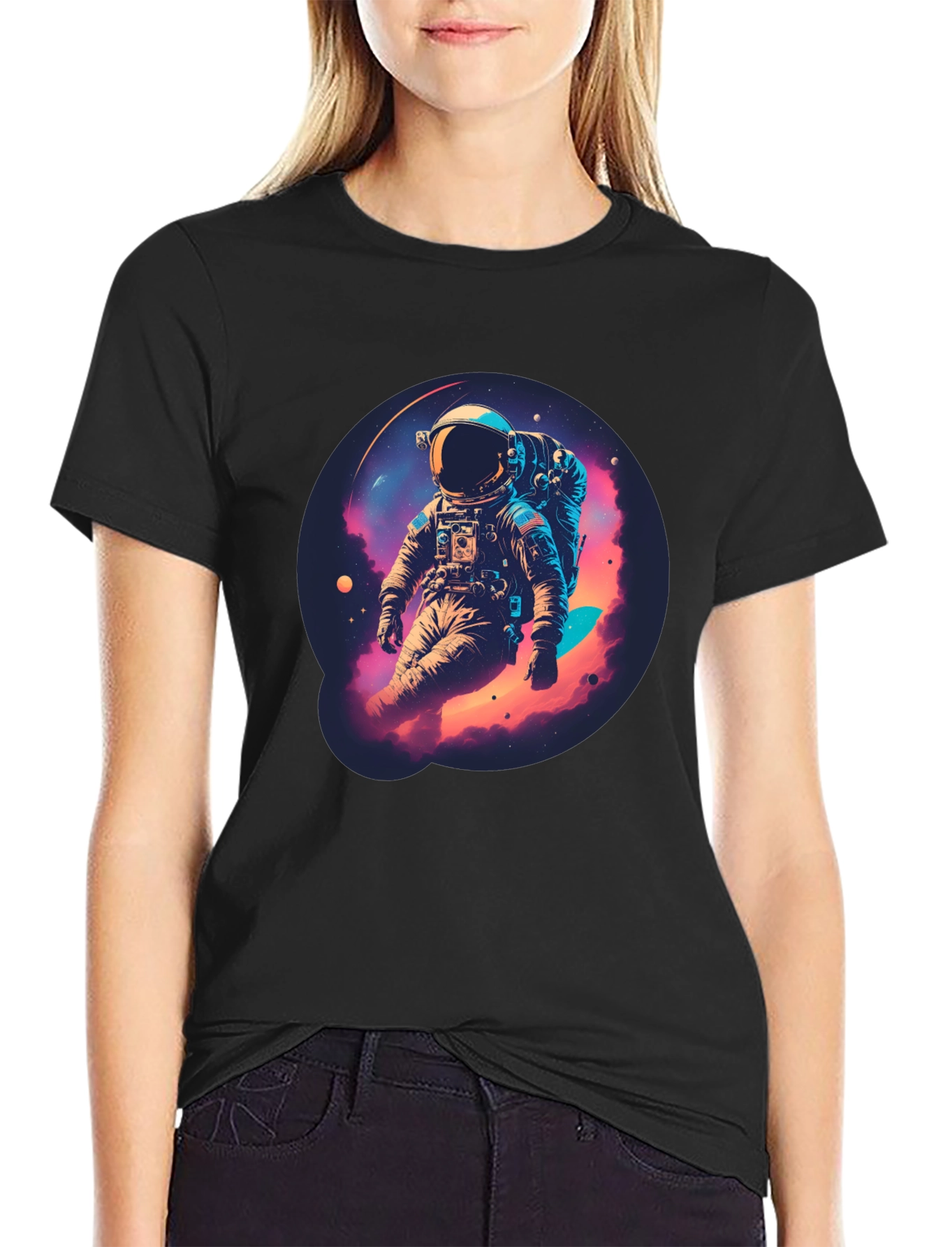 Astronaut Galaxy Black T-Shirt