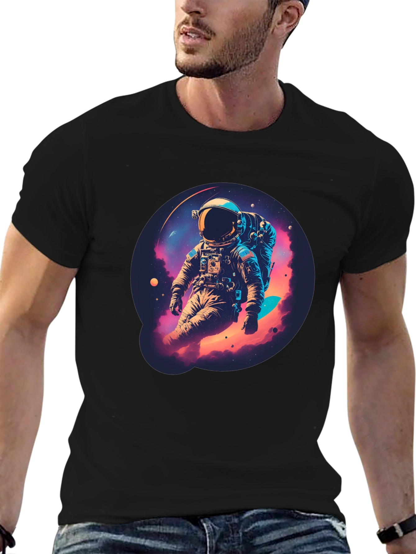 Astronaut Galaxy Black T-Shirt