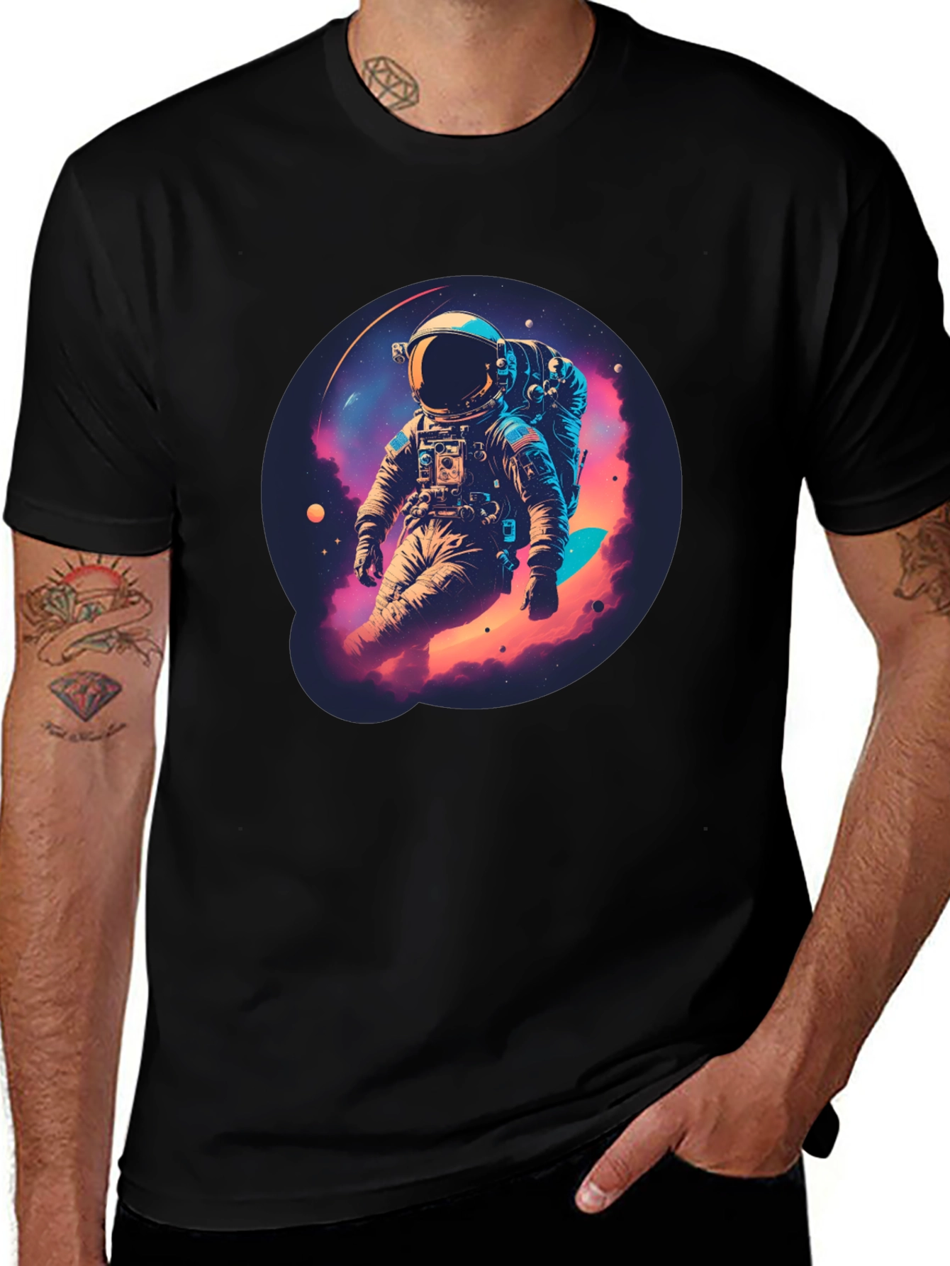 Astronaut Galaxy Black T-Shirt