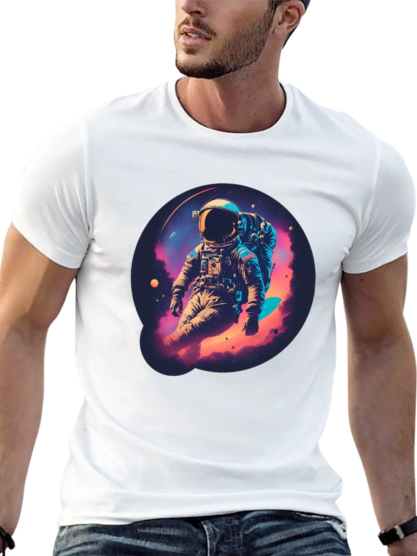 Astronaut Galaxy Black T-Shirt