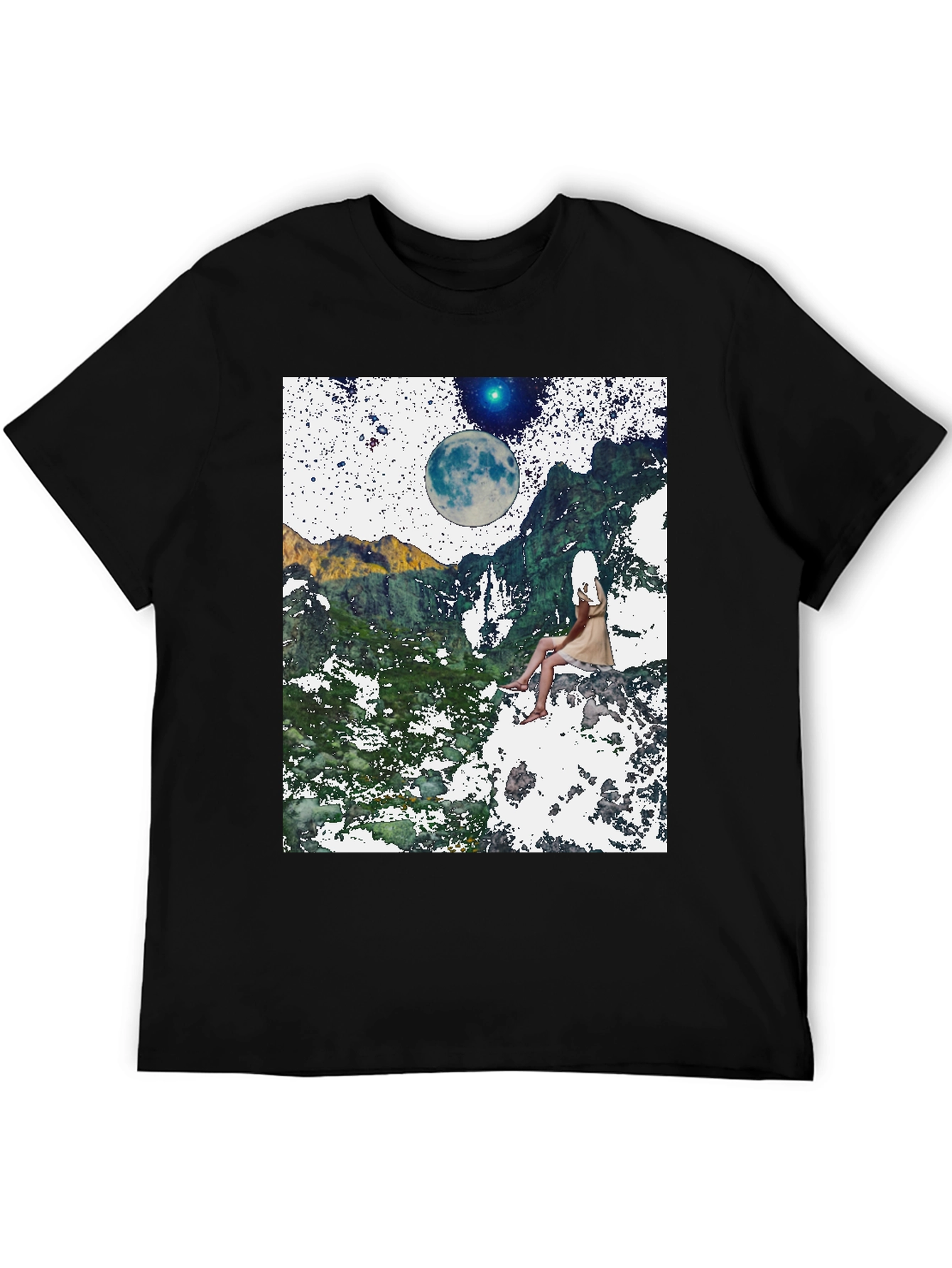 Celestial Dreamscape T-Shirt - Black Graphic Tee