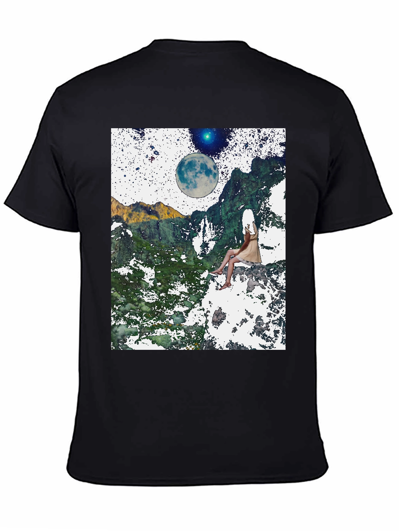 Celestial Dreamscape T-Shirt - Black Graphic Tee