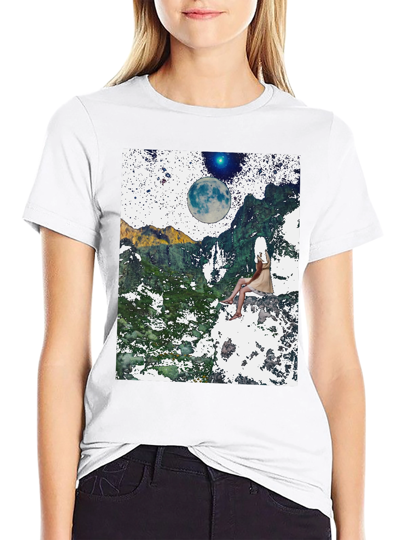 Celestial Dreamscape T-Shirt - Black Graphic Tee
