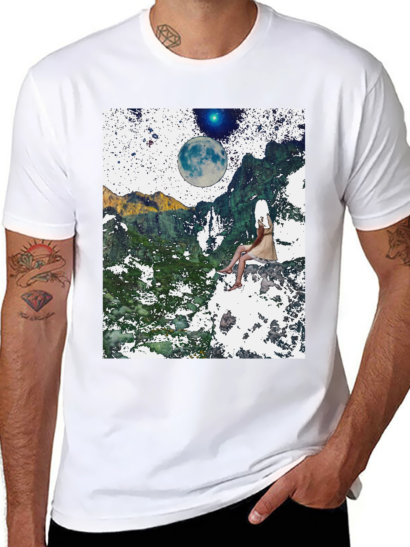 Celestial Dreamscape T-Shirt - Black Graphic Tee