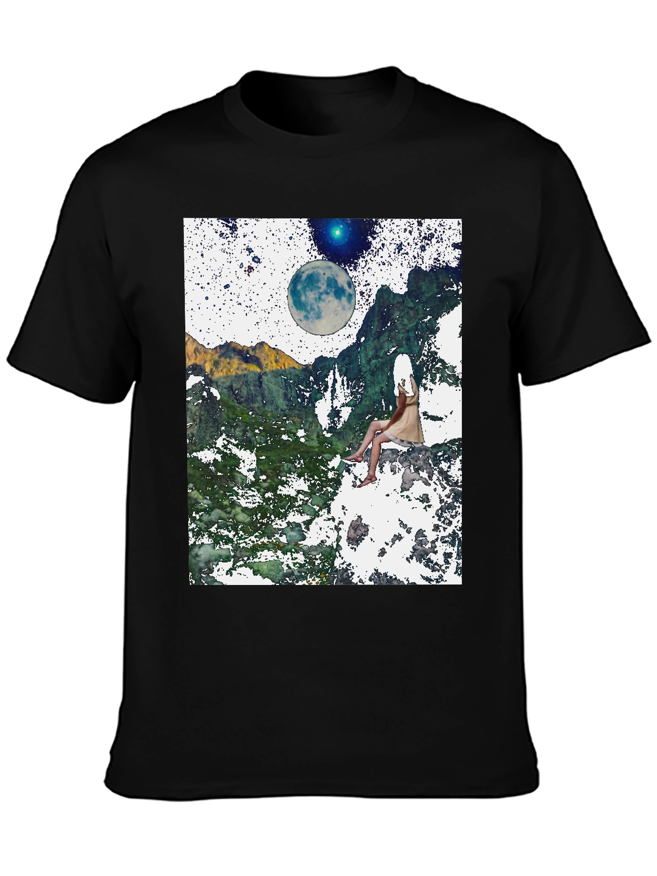 Celestial Dreamscape T-Shirt - Black Graphic Tee