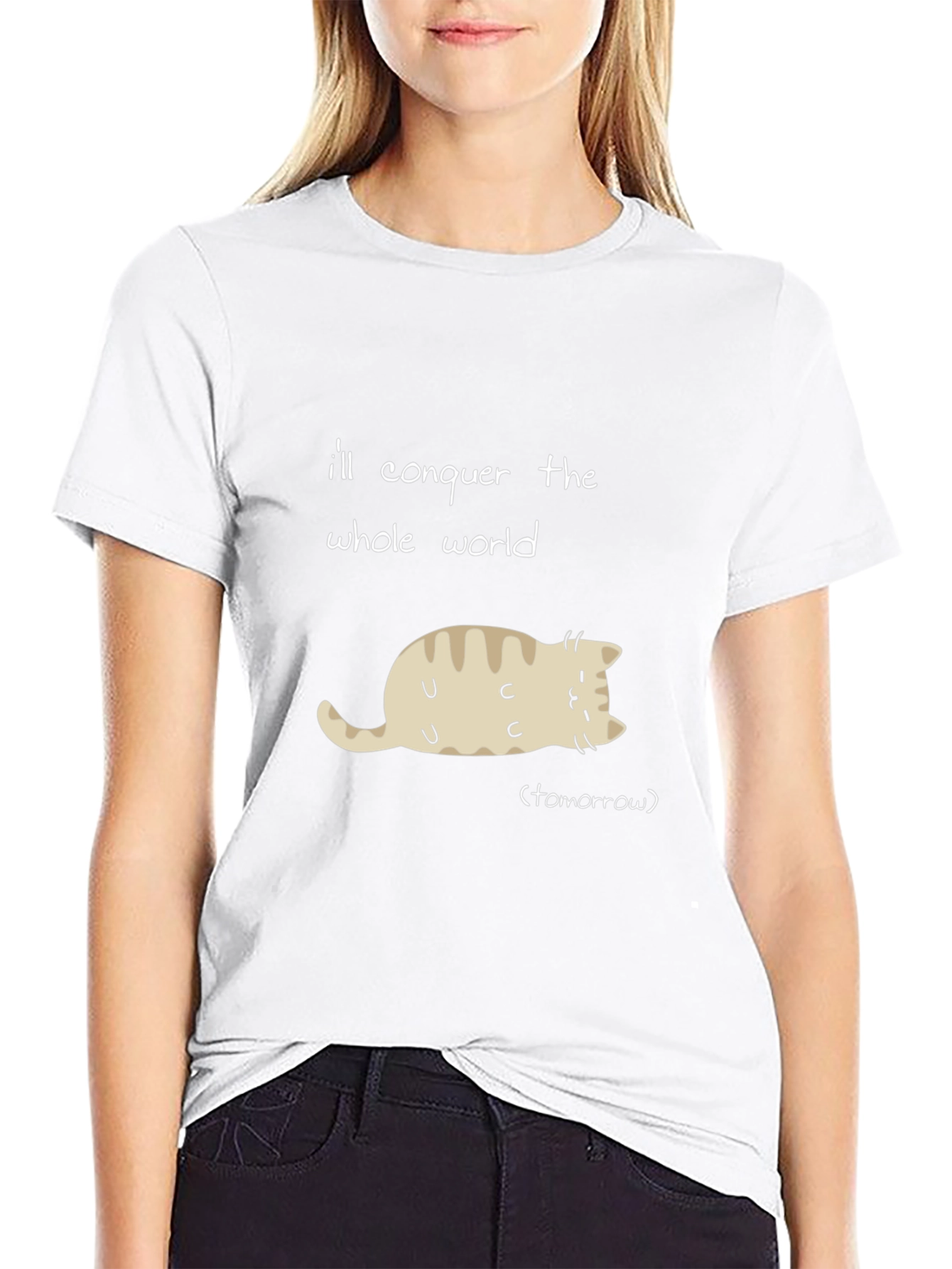 Funny Cat T-Shirt: Conquer the World Tomorrow