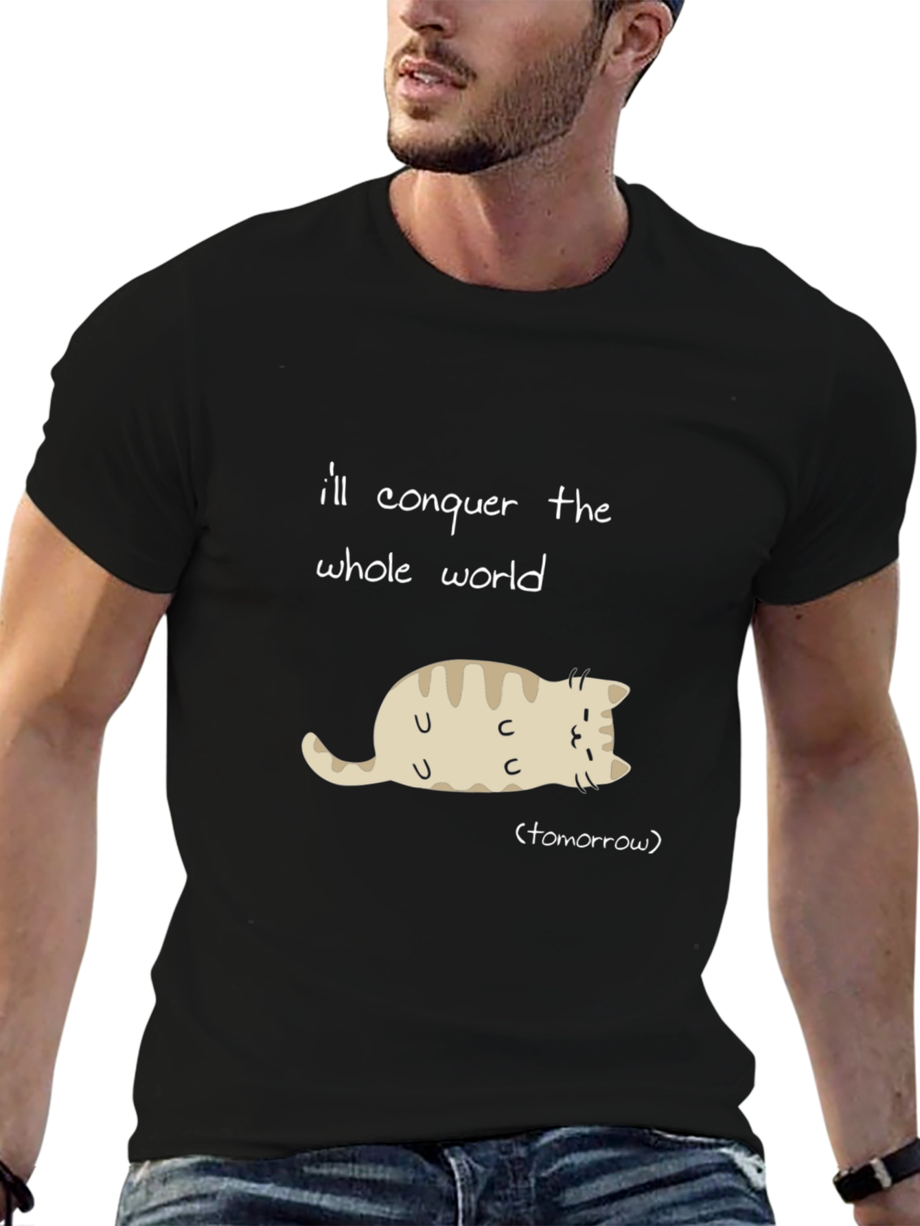 Funny Cat T-Shirt: Conquer the World Tomorrow