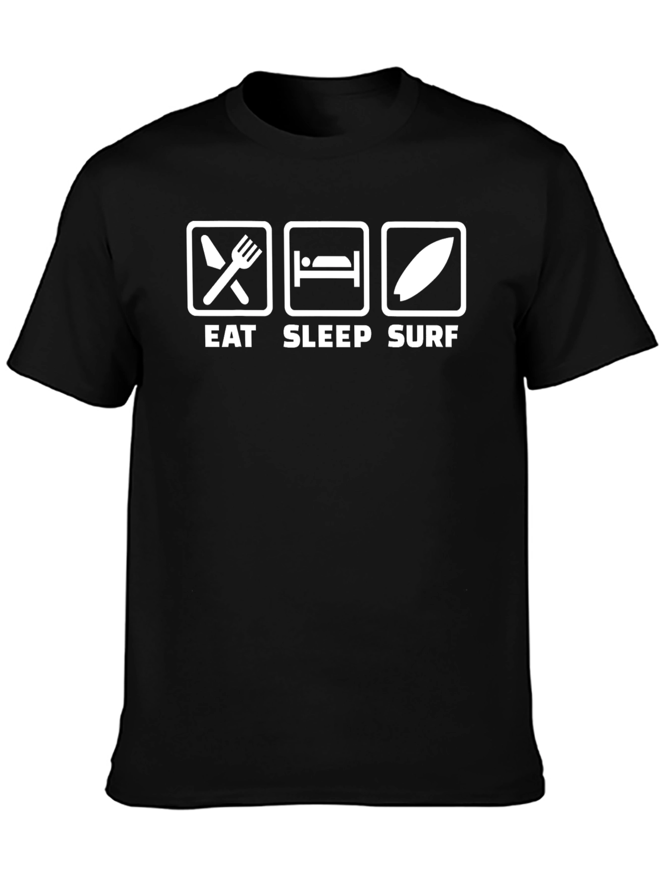 Eat Sleep Surf Graphic T-Shirt - Black Cotton Tee
