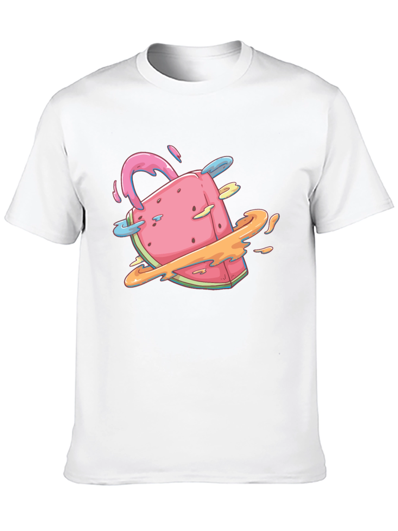 Unique Watermelon Planet Graphic T-Shirt