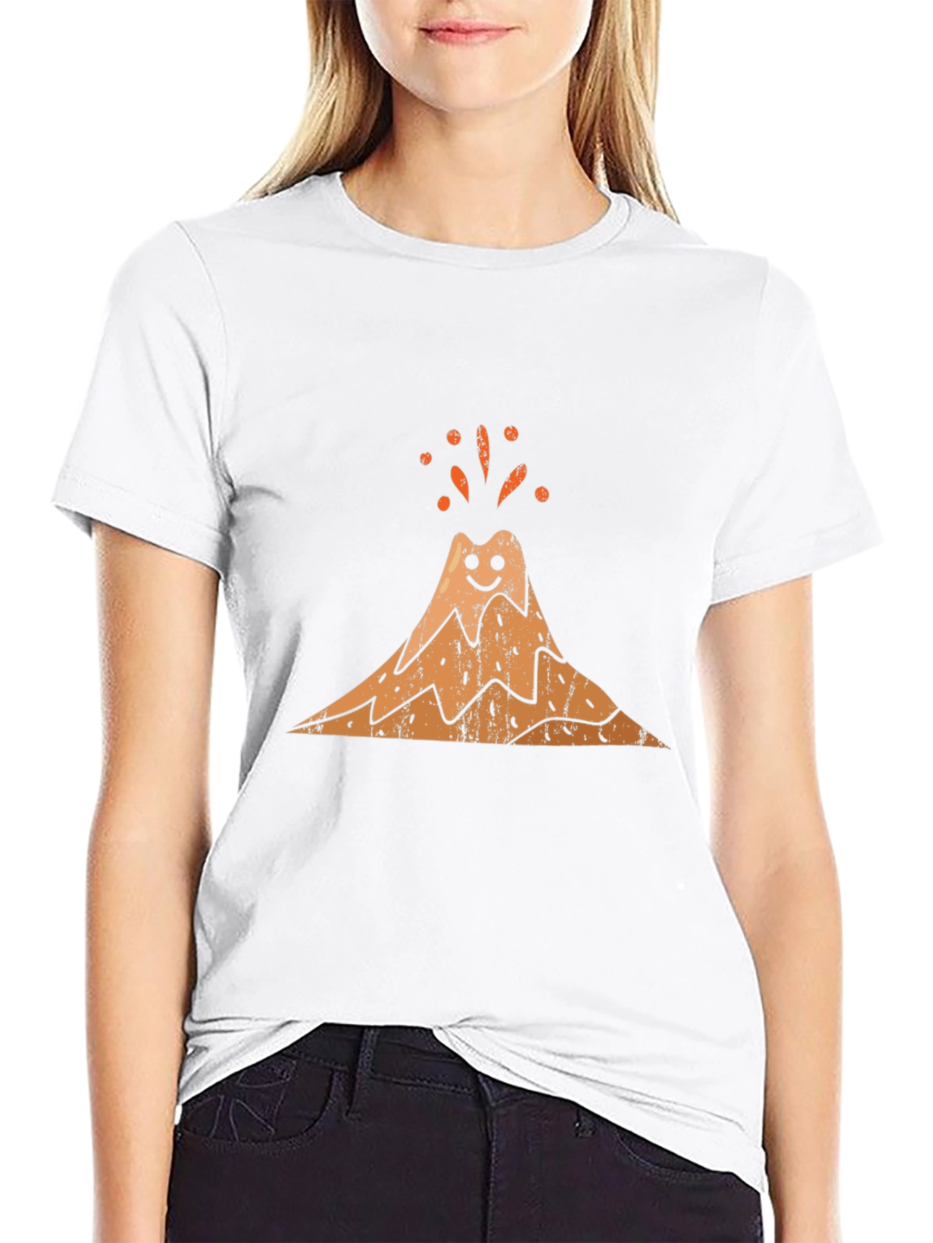 Happy Volcano Graphic Tee - Black Cotton Blend