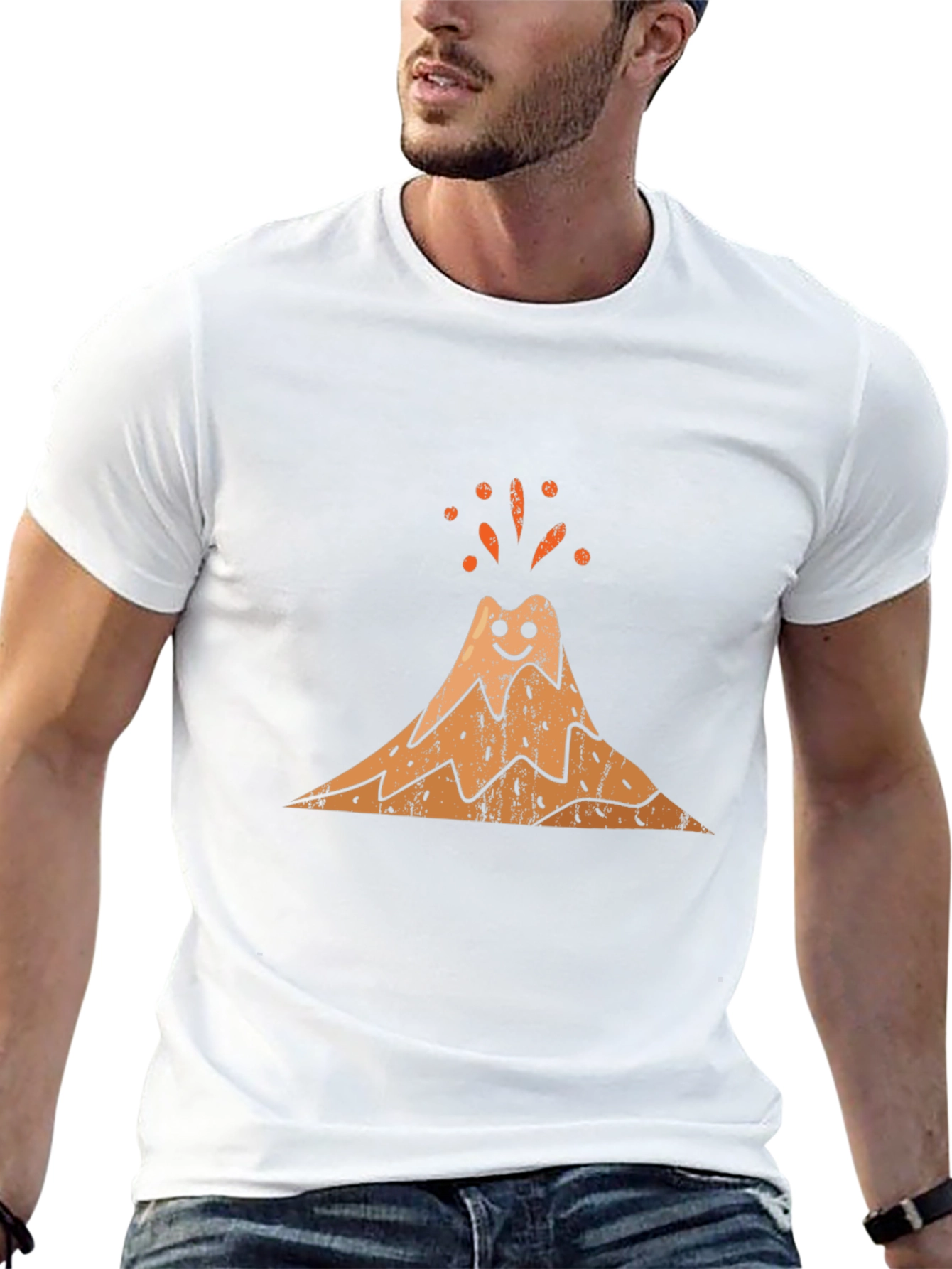 Happy Volcano Graphic Tee - Black Cotton Blend