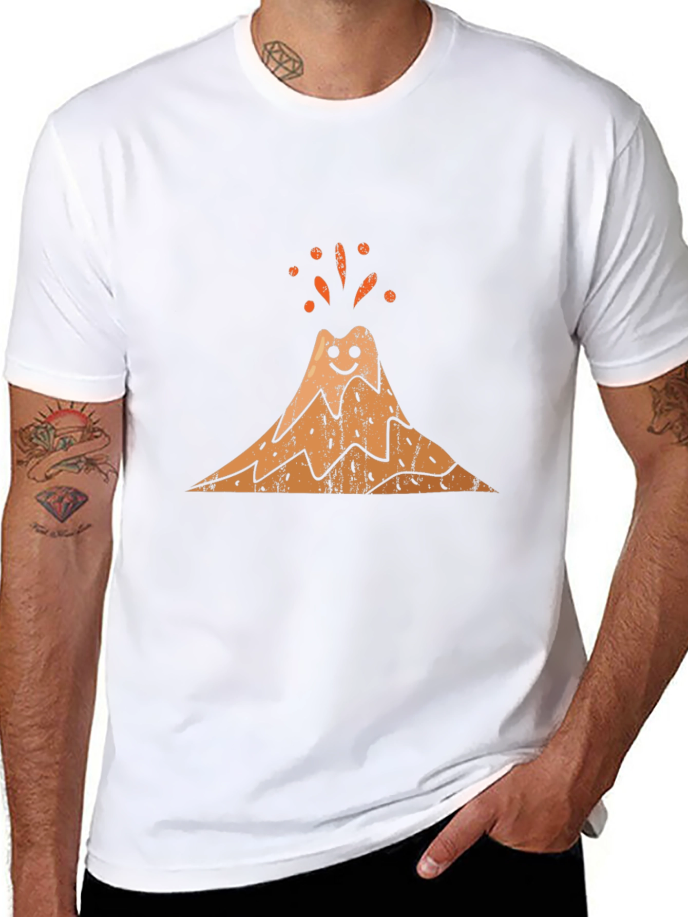 Happy Volcano Graphic Tee - Black Cotton Blend