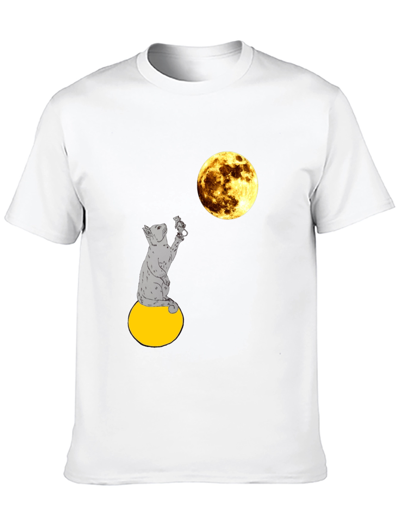Cat & Moon Graphic Tee - Mens Black T-Shirt