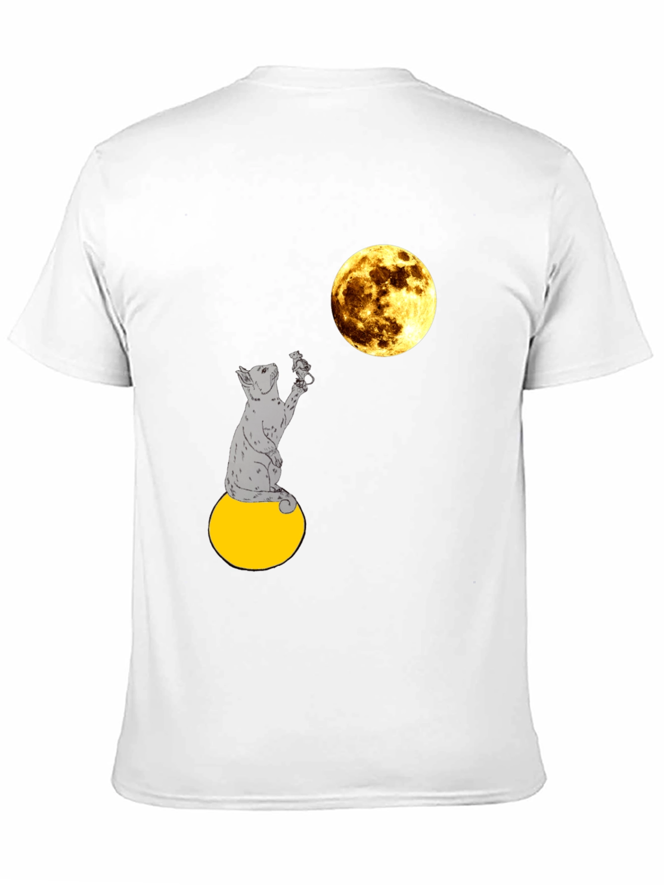 Cat & Moon Graphic Tee - Mens Black T-Shirt