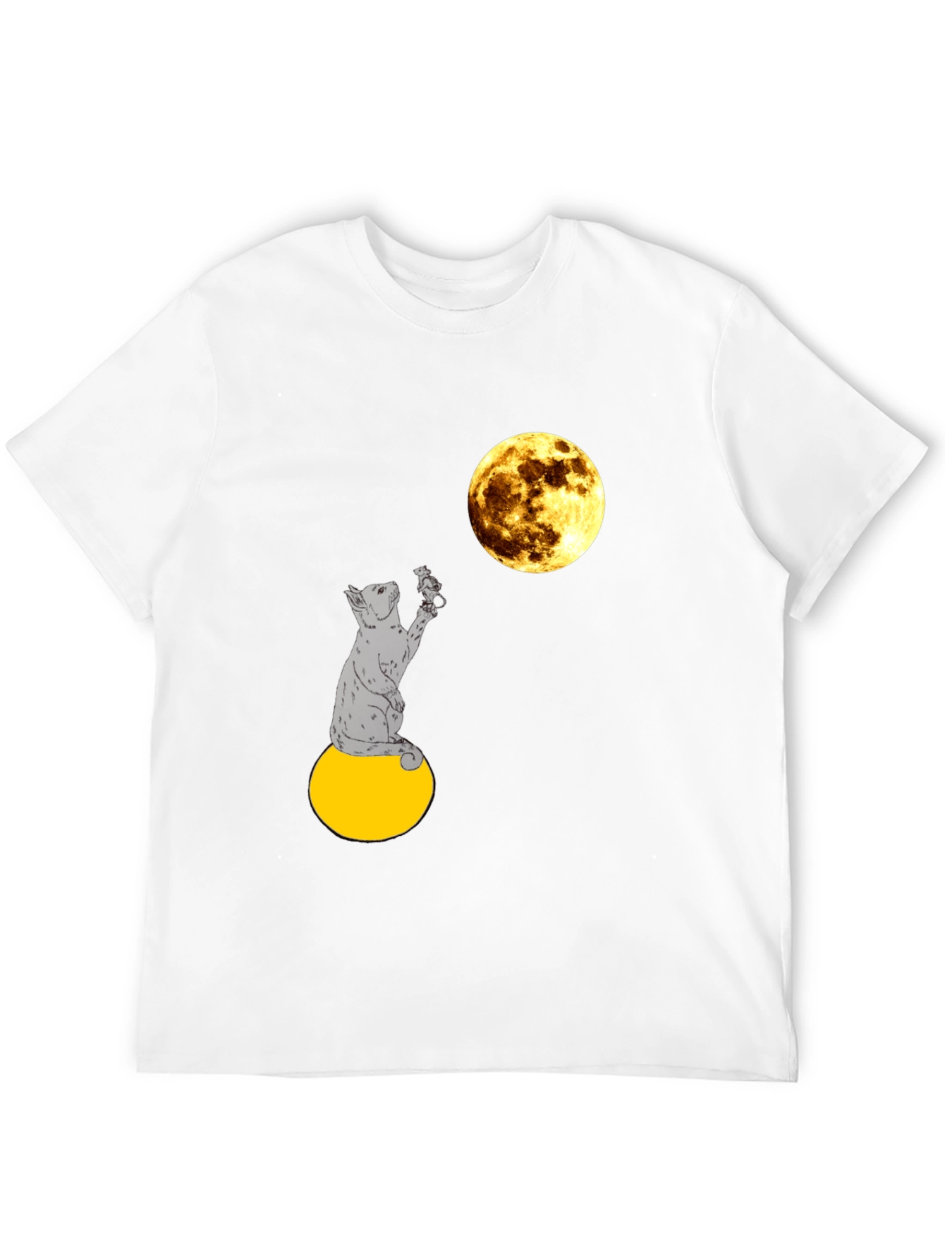 Cat & Moon Graphic Tee - Mens Black T-Shirt