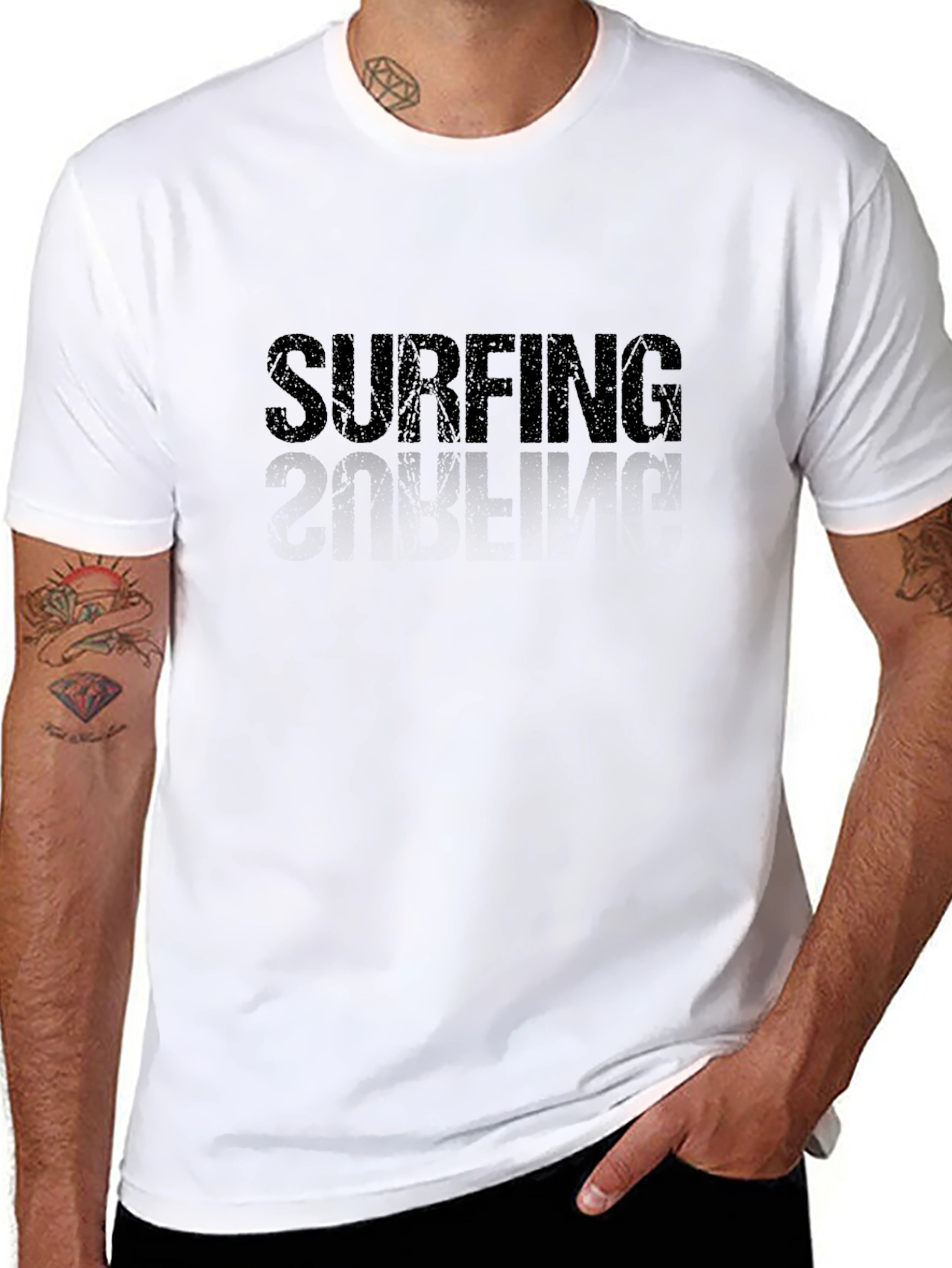 Surfing Text Black T-Shirt