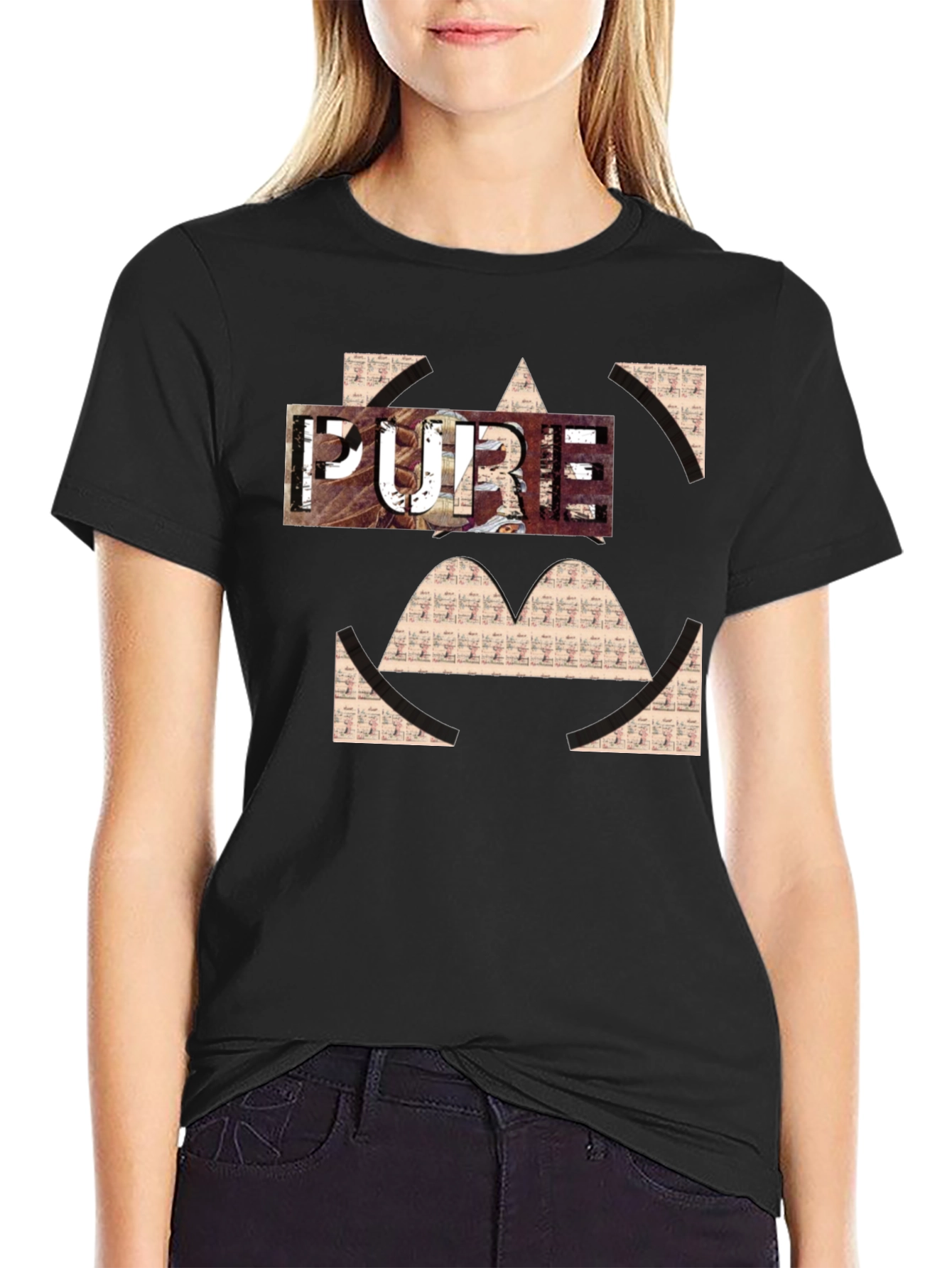 Pure Graphic Print Black T-Shirt