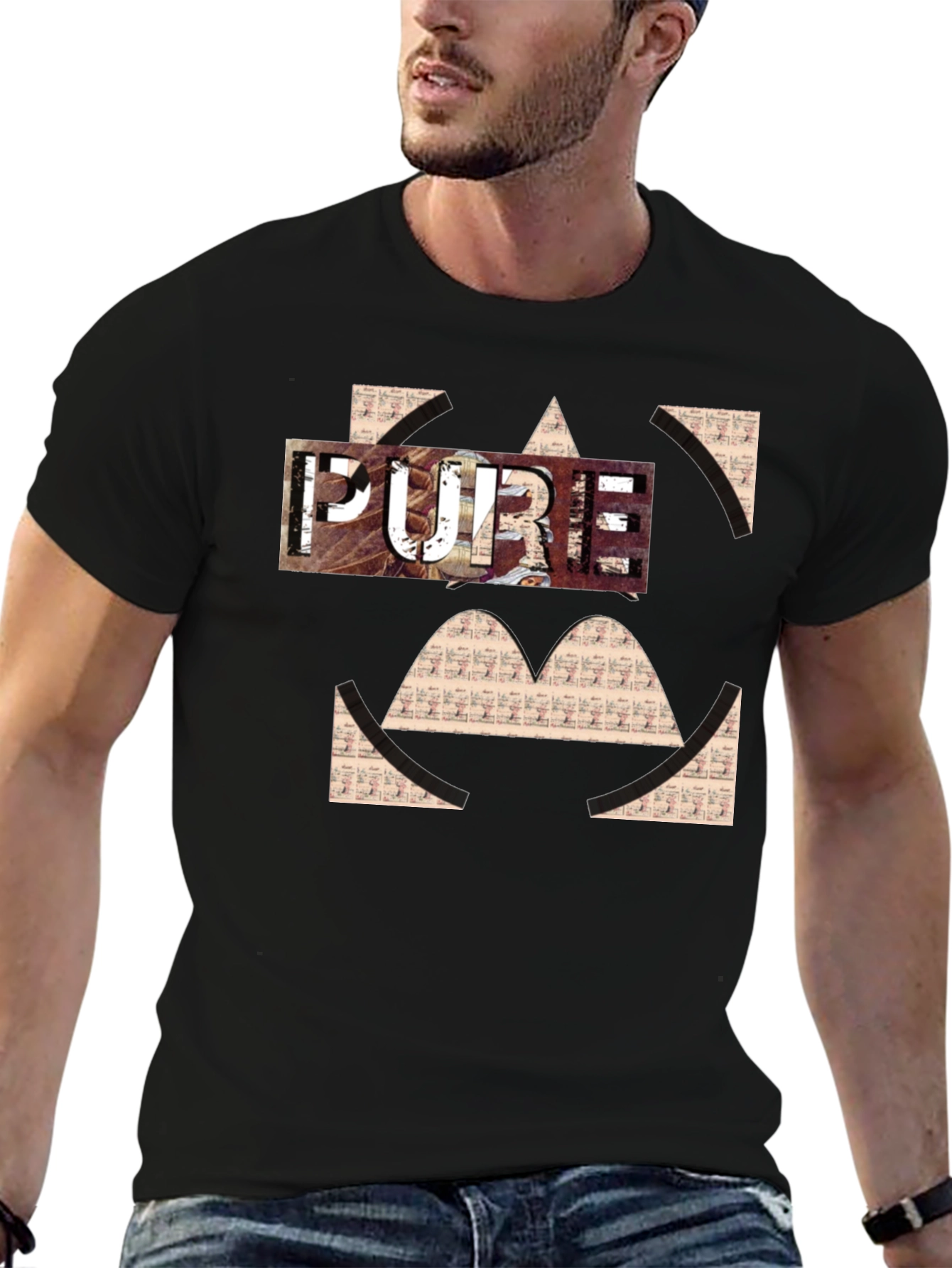 Pure Graphic Print Black T-Shirt