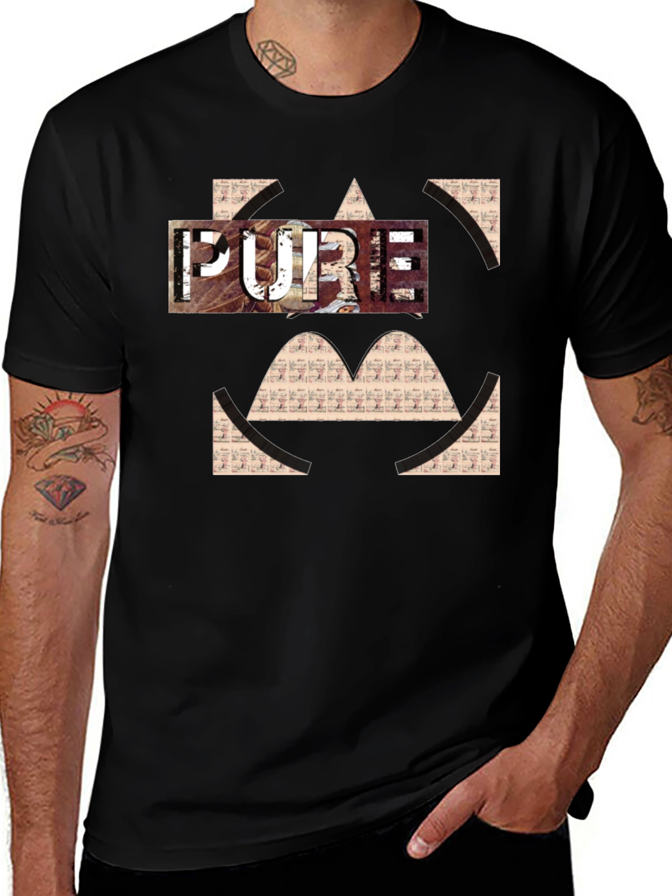 Pure Graphic Print Black T-Shirt