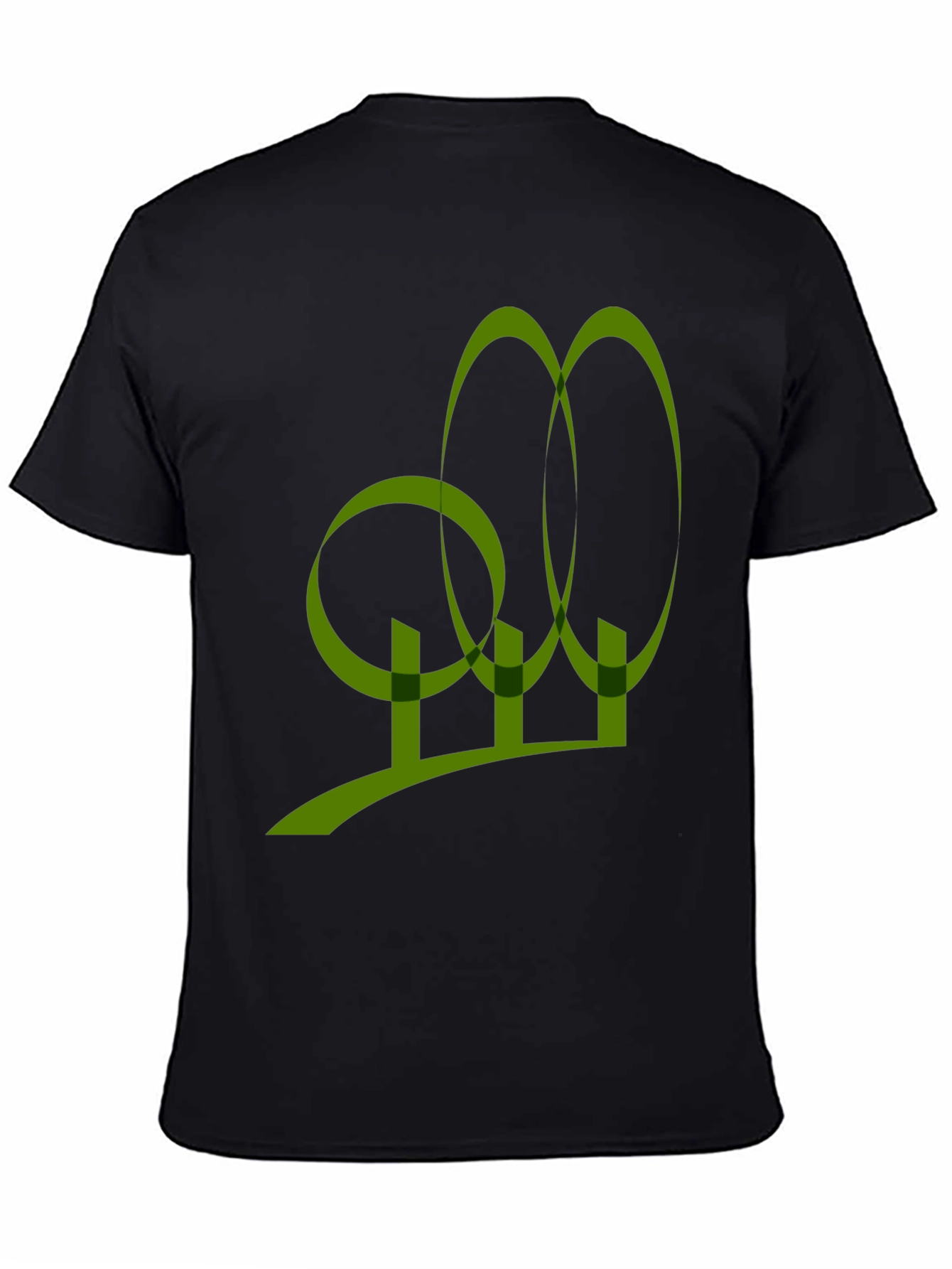 Abstract Olive Green Graphic Print Black T-Shirt