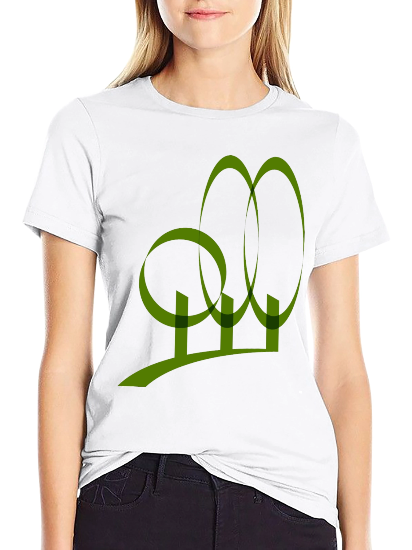 Abstract Olive Green Graphic Print Black T-Shirt