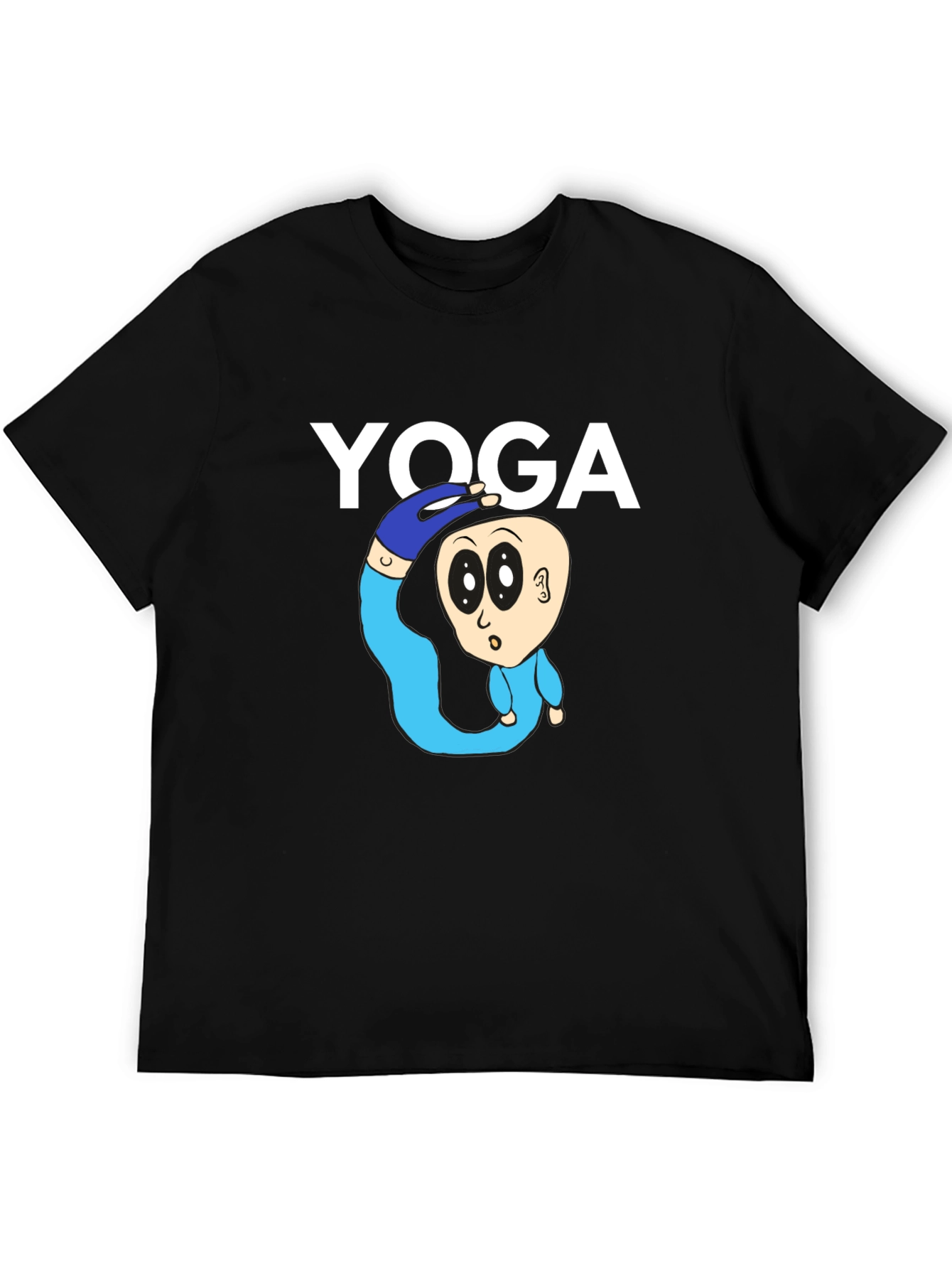 Yoga Cartoon Graphic Tee - Black Cotton Blend
