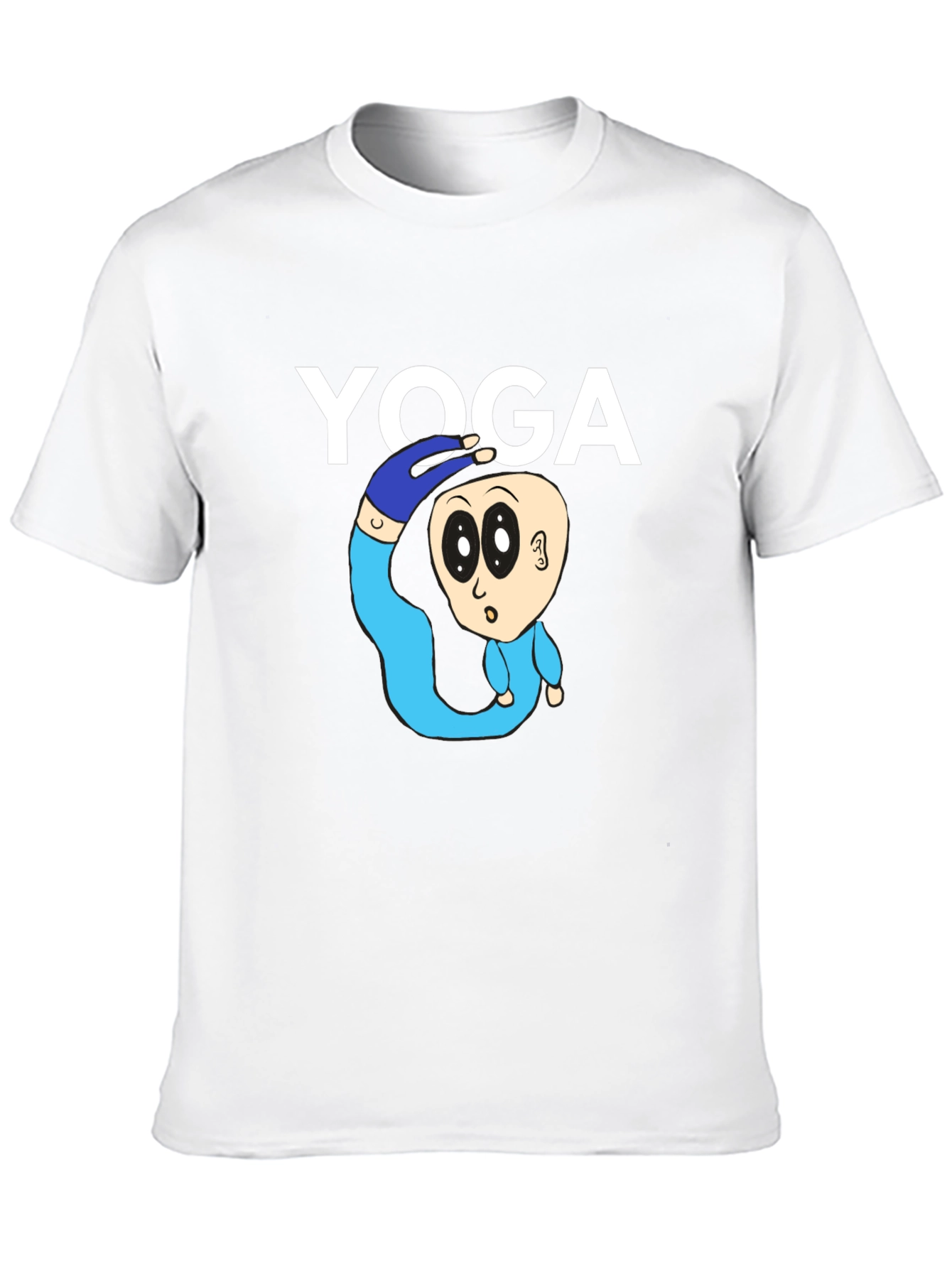 Yoga Cartoon Graphic Tee - Black Cotton Blend