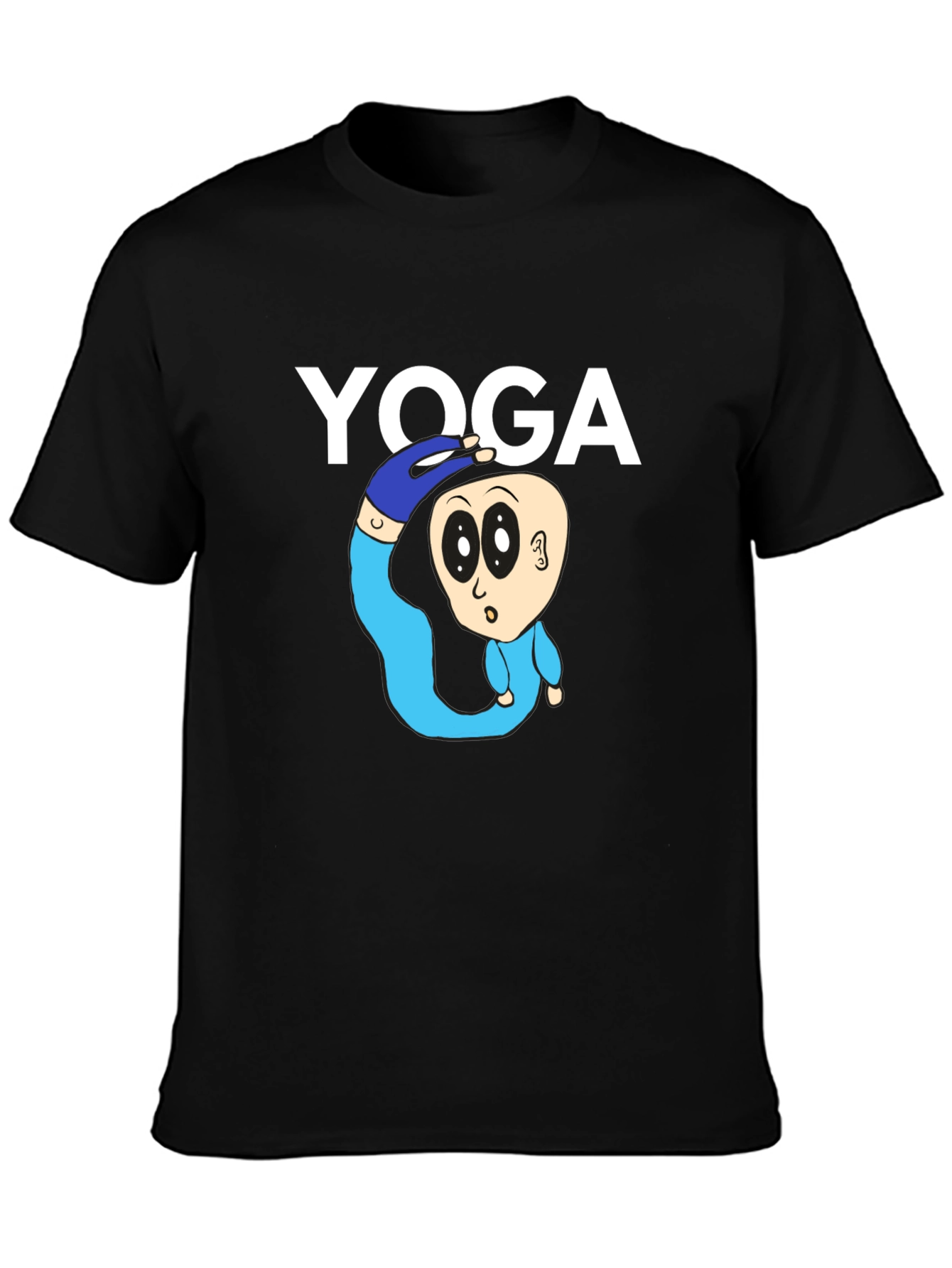 Yoga Cartoon Graphic Tee - Black Cotton Blend
