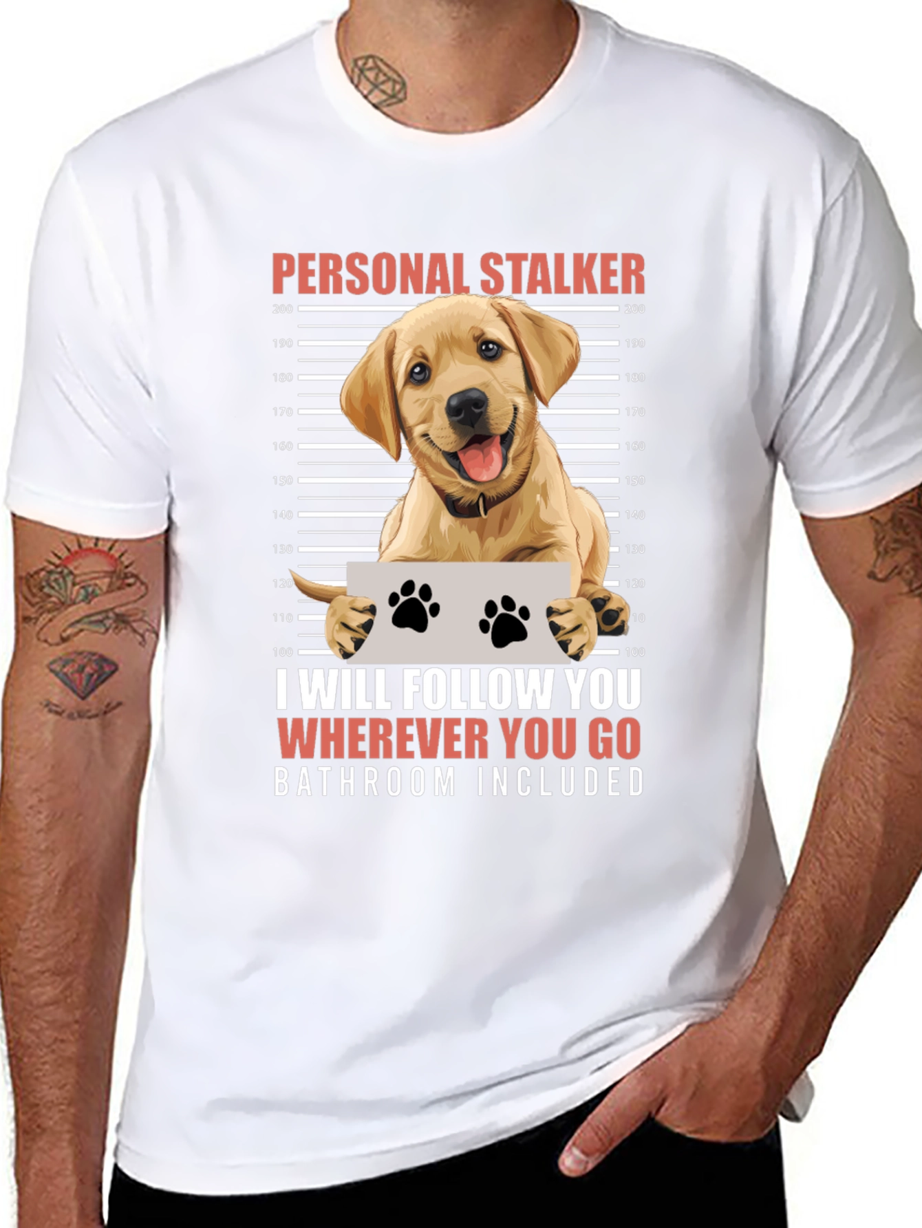 Personal Stalker Dog Humor Graphic Tee