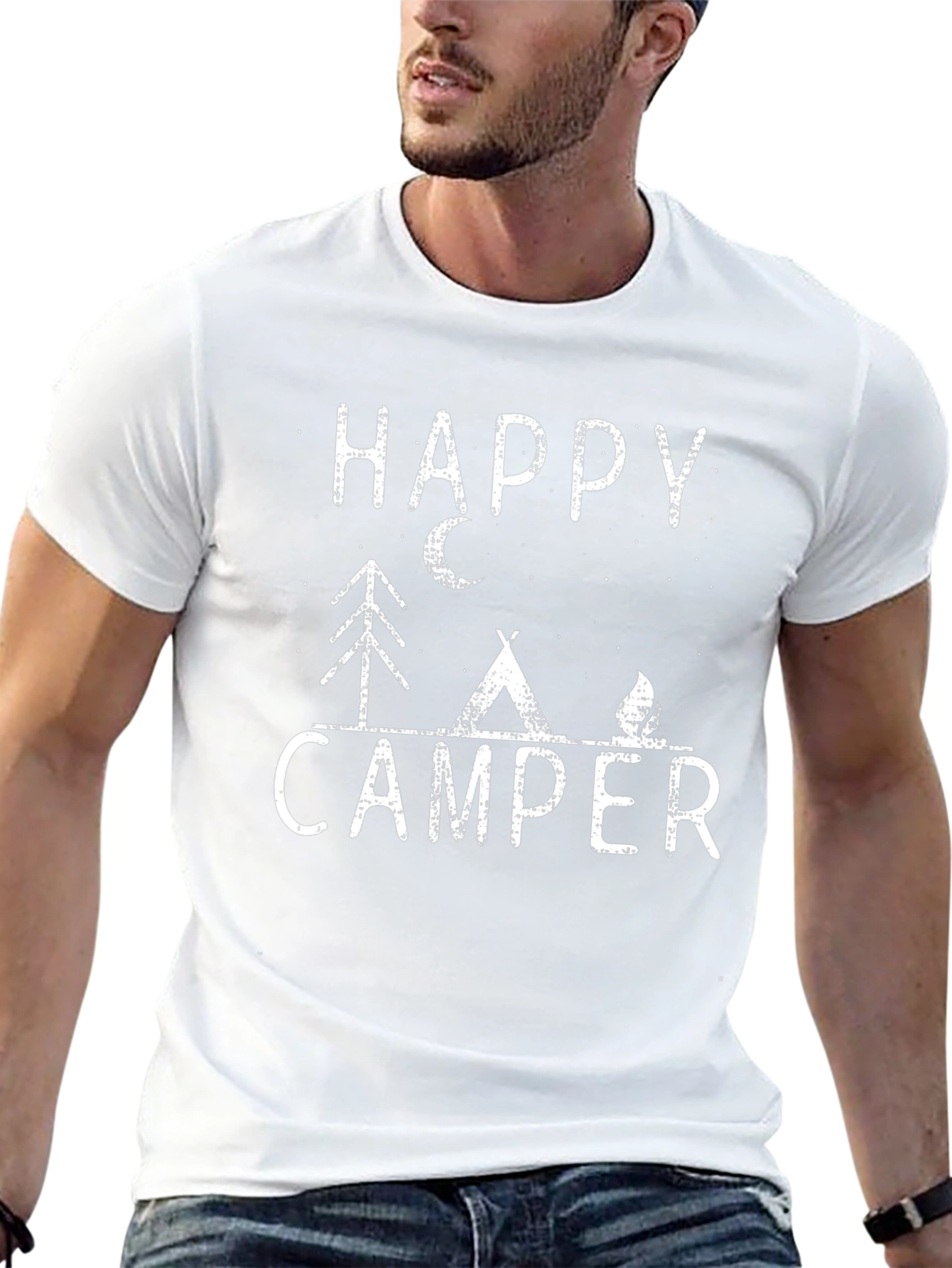 Happy Camper Graphic Tee - Black Unisex Shirt