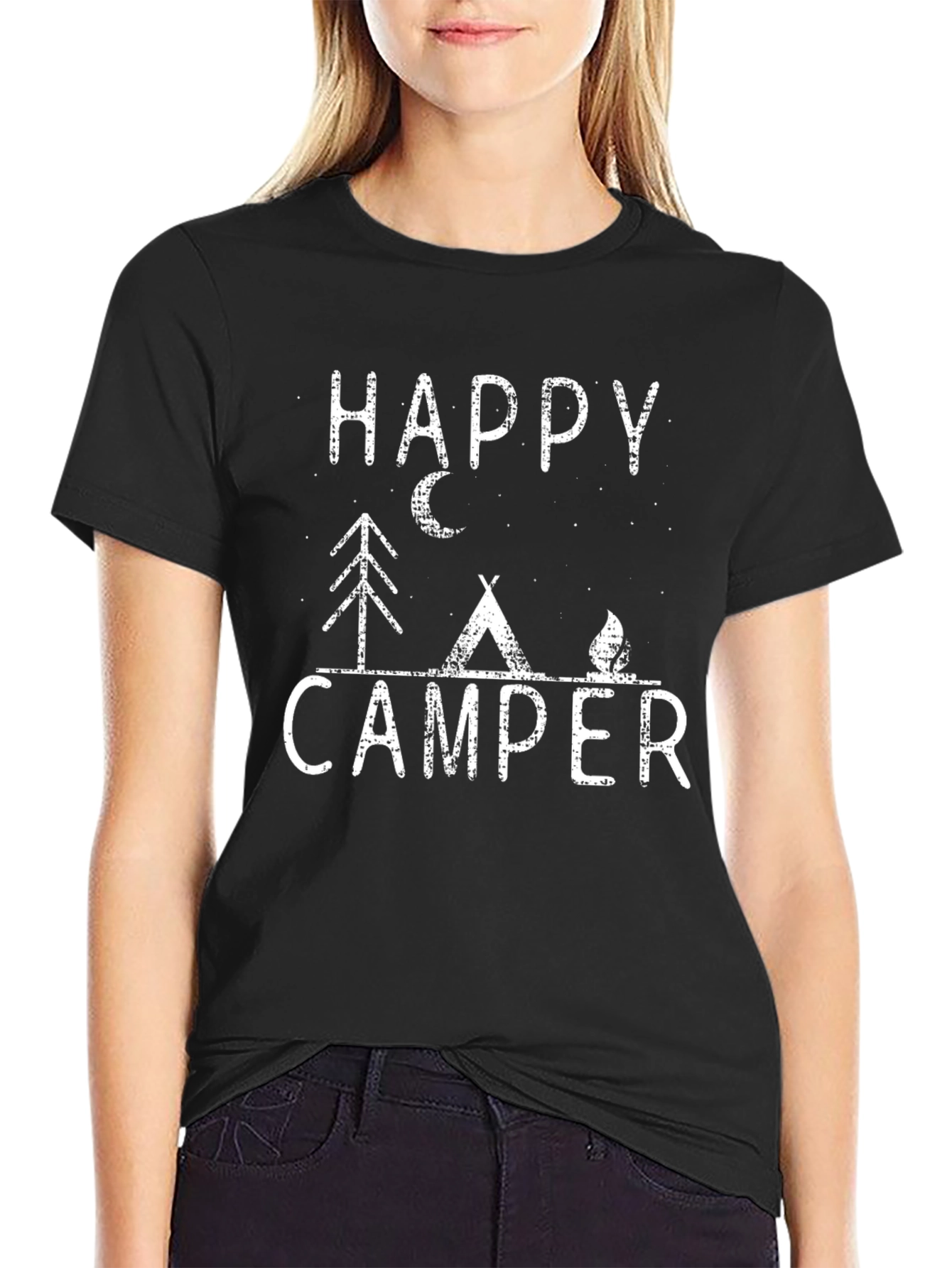 Happy Camper Graphic Tee - Black Unisex Shirt