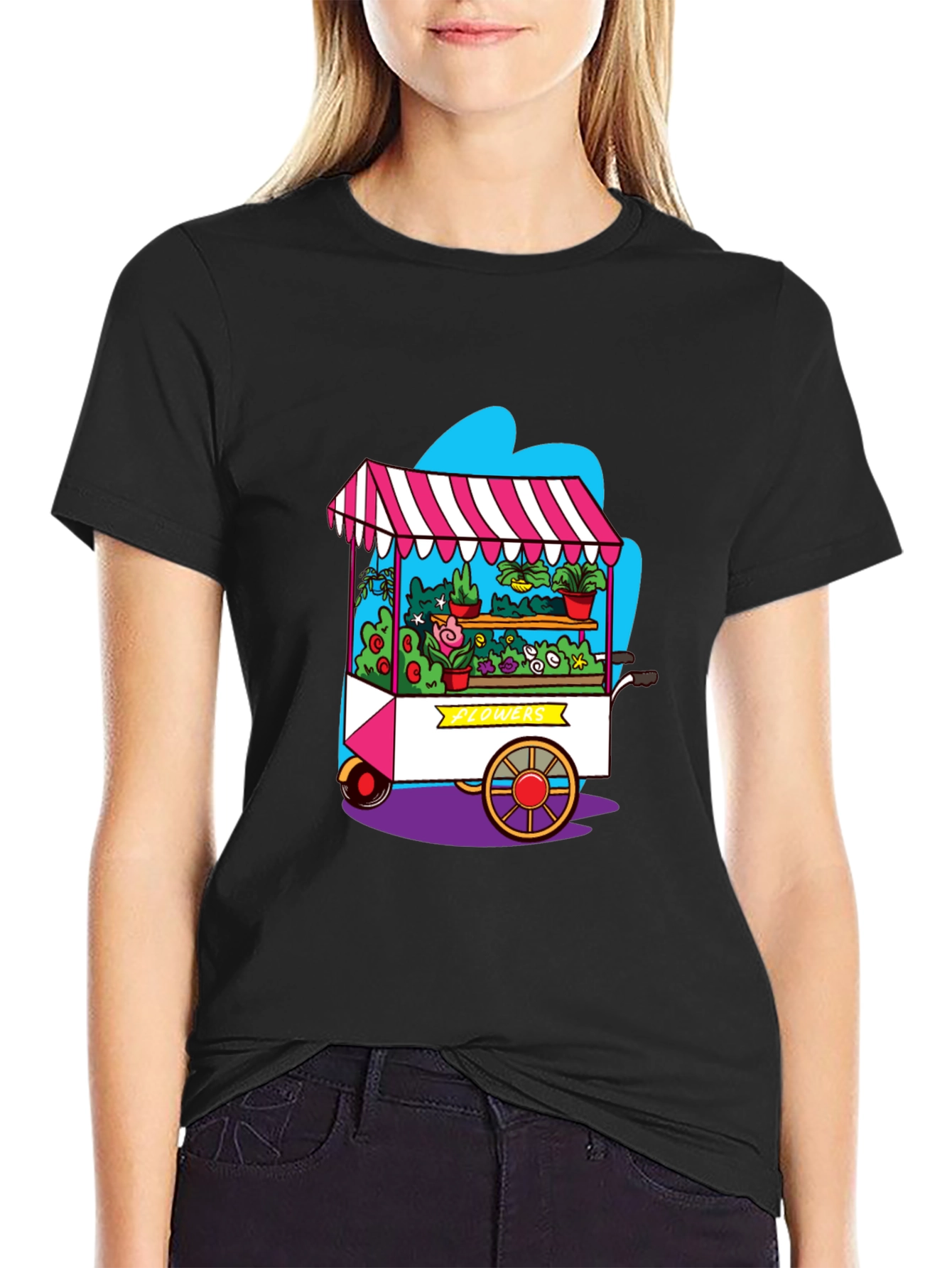 Whimsical Flower Cart Graphic Tee
