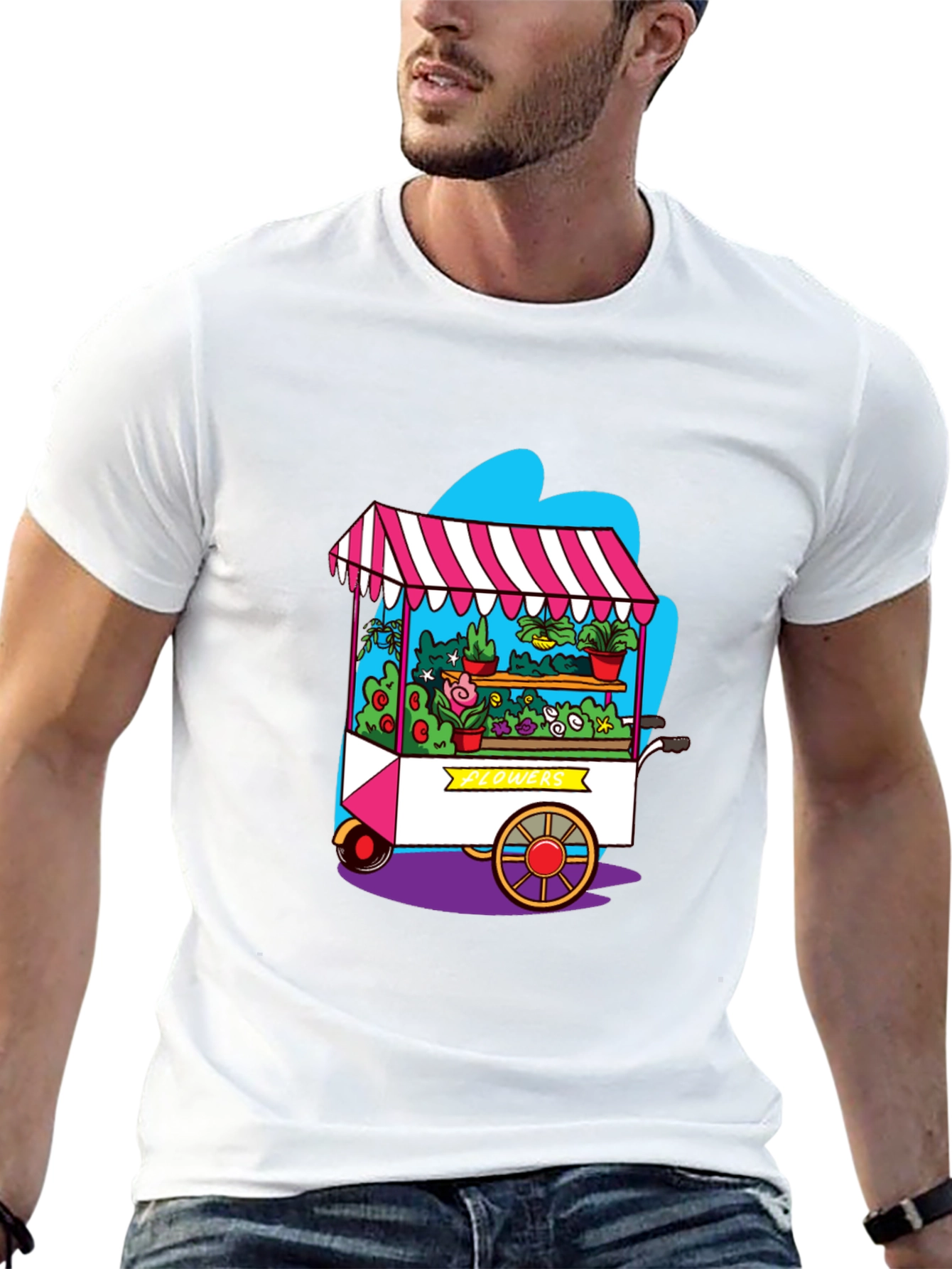 Whimsical Flower Cart Graphic Tee