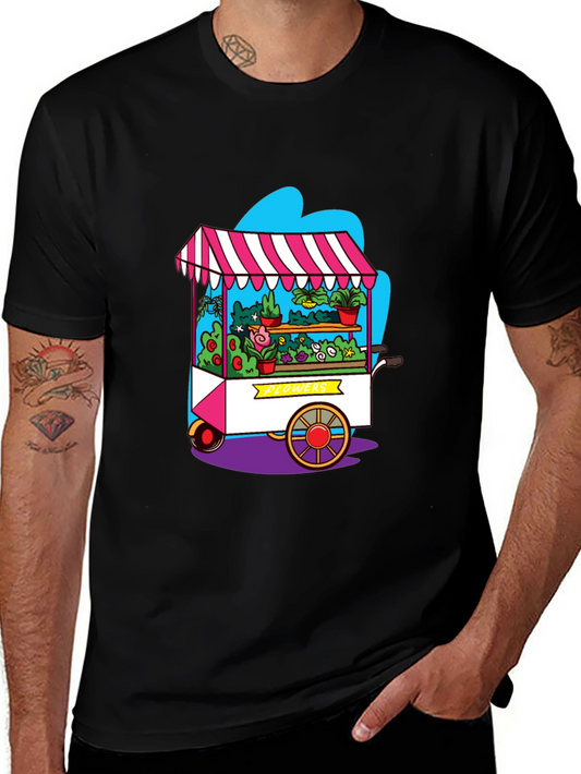 Whimsical Flower Cart Graphic Tee