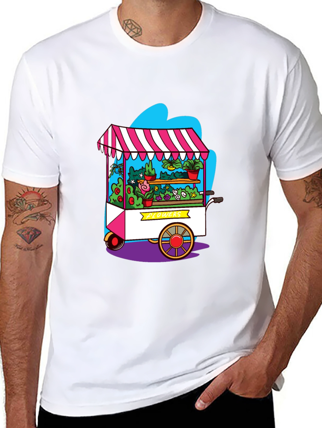 Whimsical Flower Cart Graphic Tee