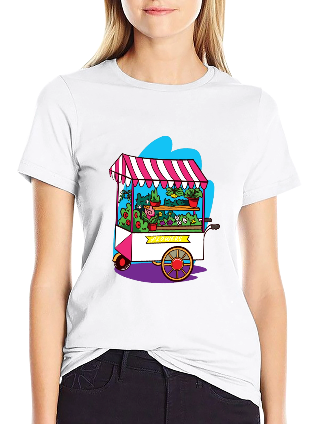 Whimsical Flower Cart Graphic Tee