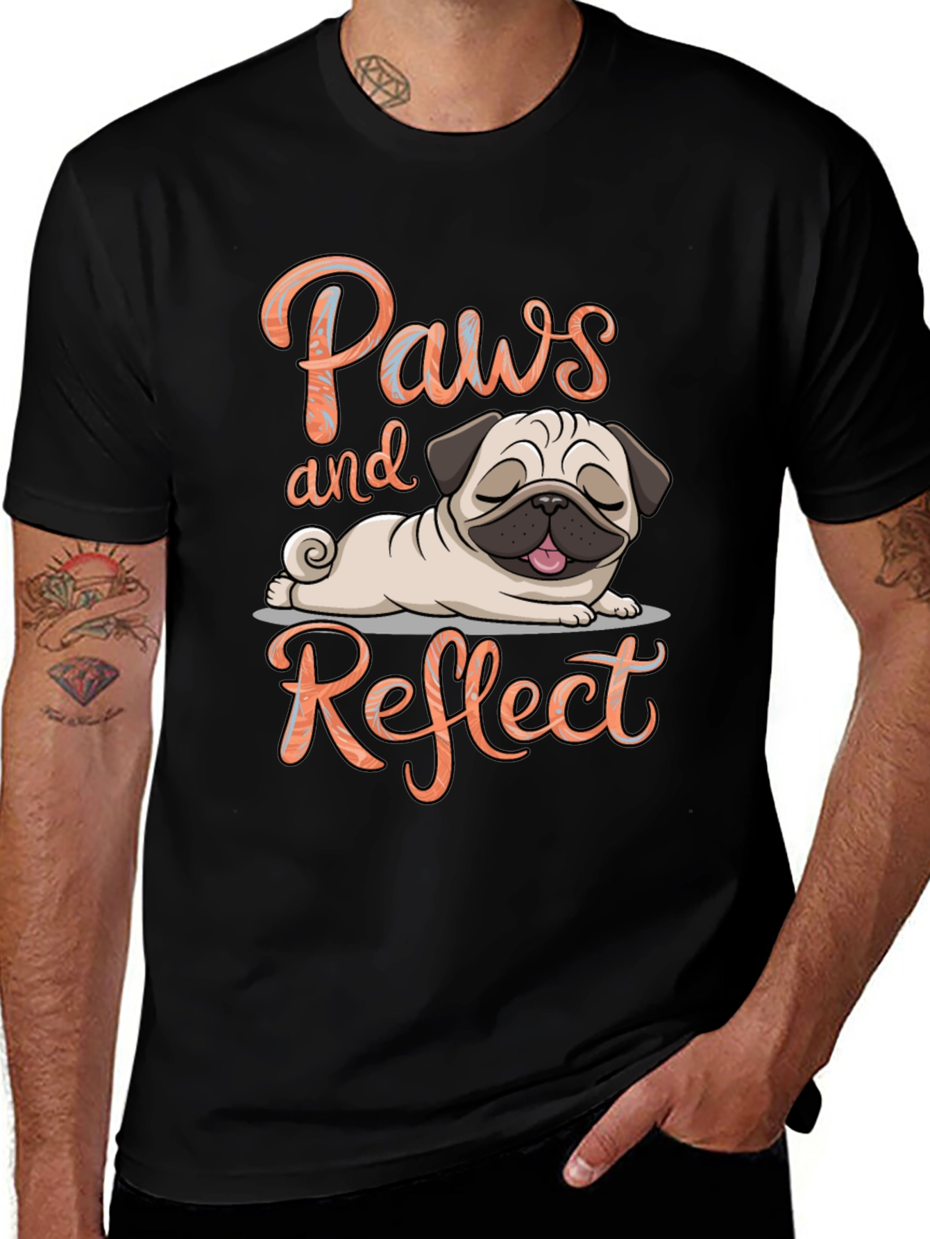 Paws and Reflect Pug T-Shirt