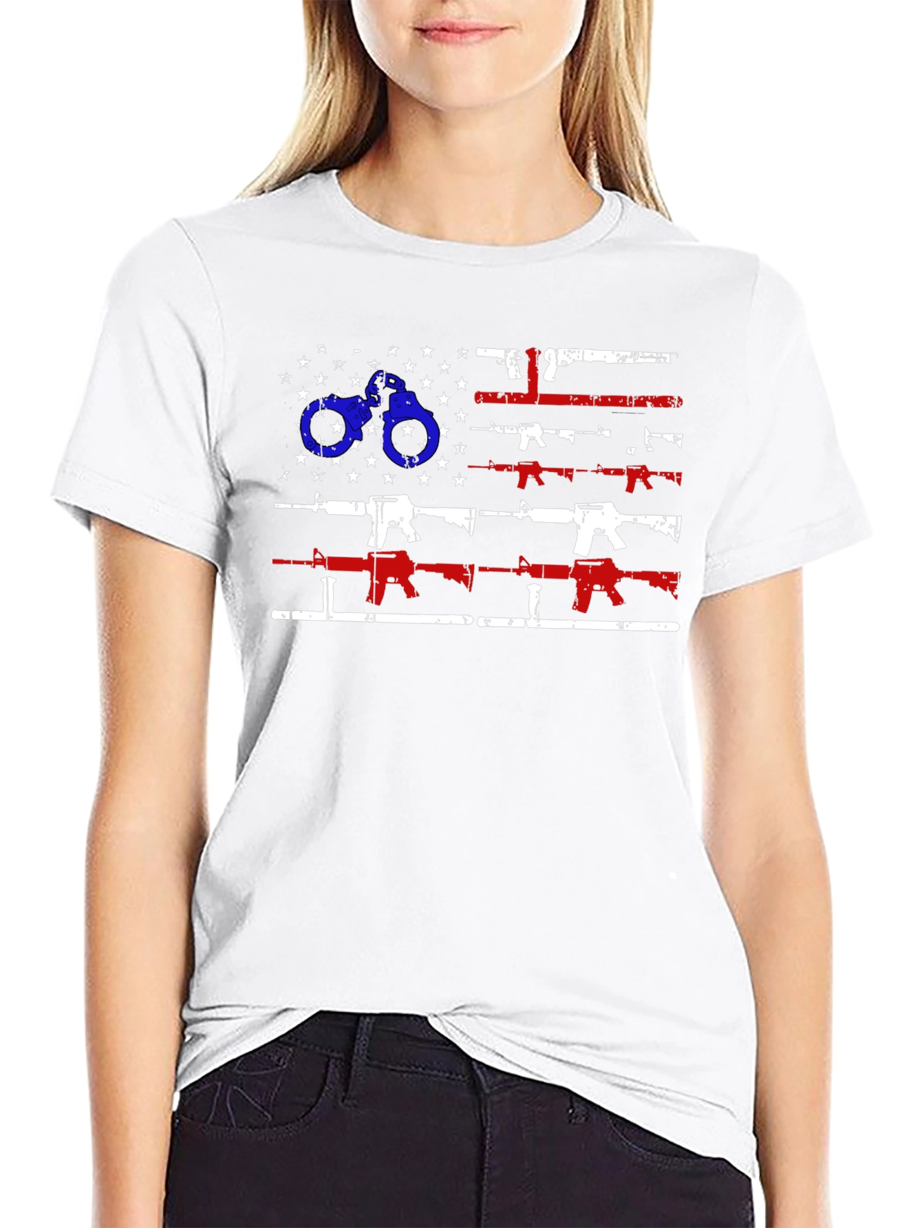 American Flag Gun & Handcuff Graphic Tee