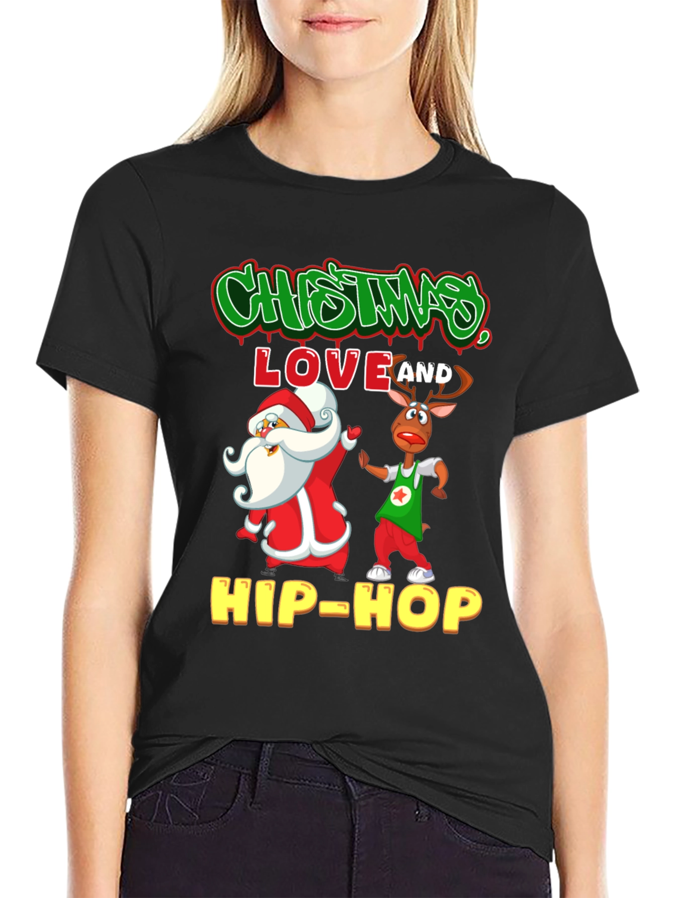 Christmas Hip-Hop T-Shirt - Santa & Reindeer