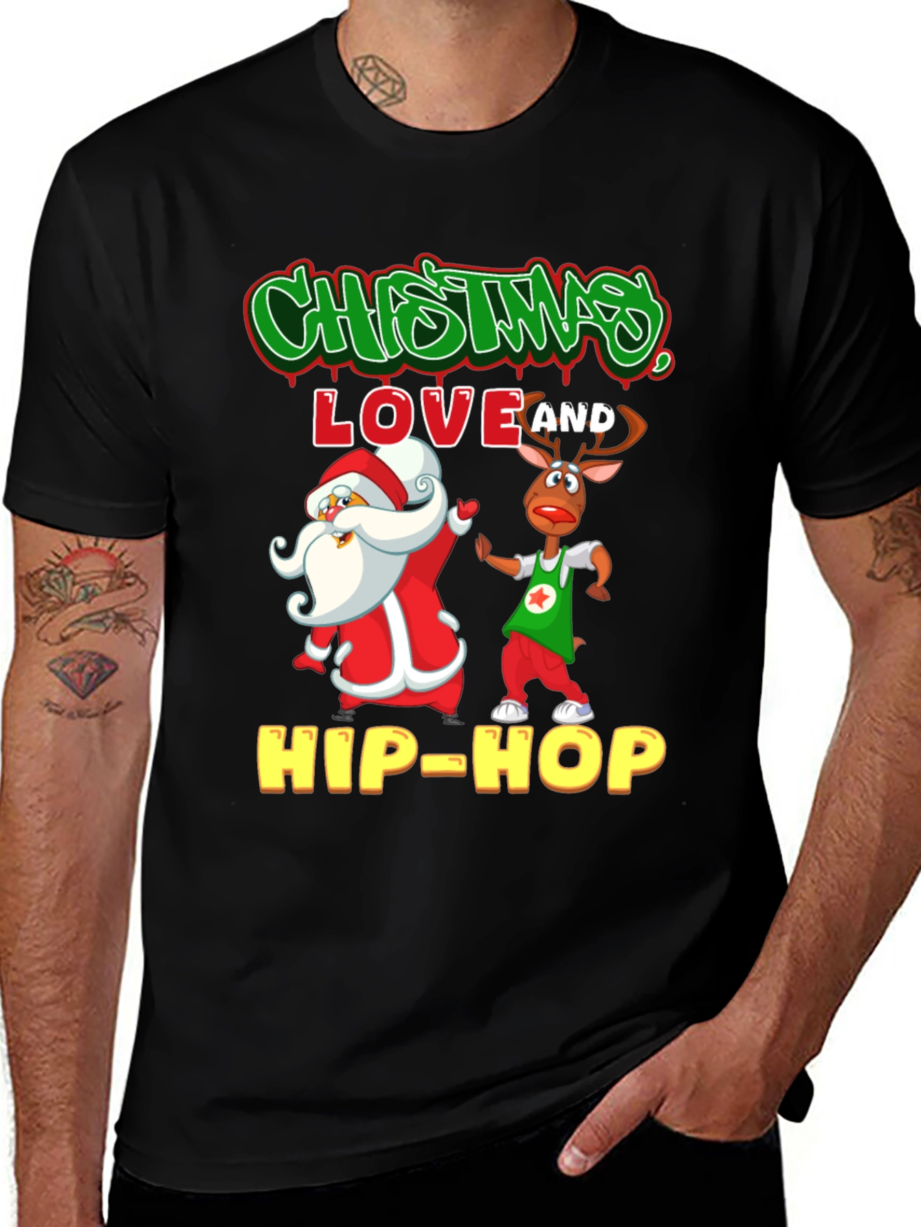 Christmas Hip-Hop T-Shirt - Santa & Reindeer