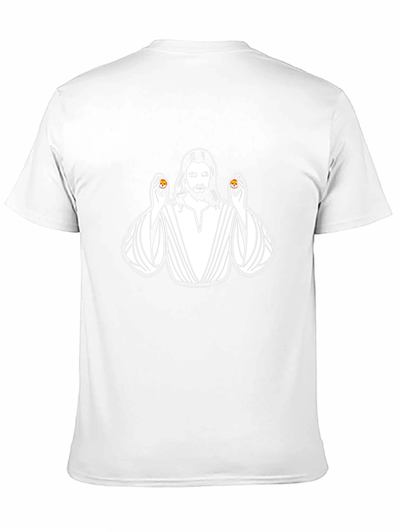 Jesus Holding Shiba Inu Coins Graphic T-Shirt