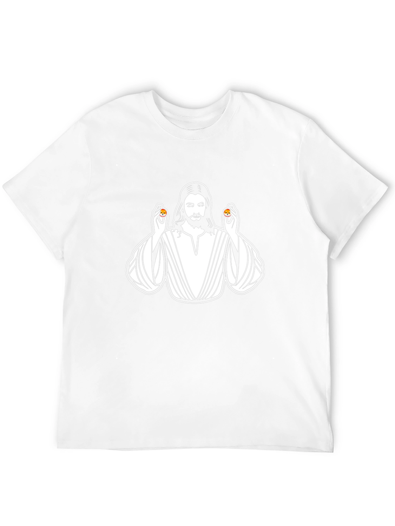Jesus Holding Shiba Inu Coins Graphic T-Shirt