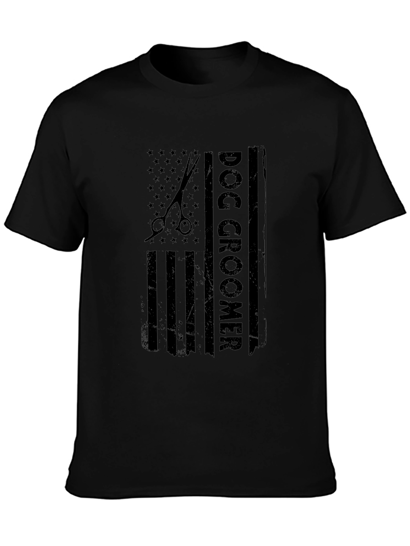 Dog Groomer USA Flag T-Shirt - Black