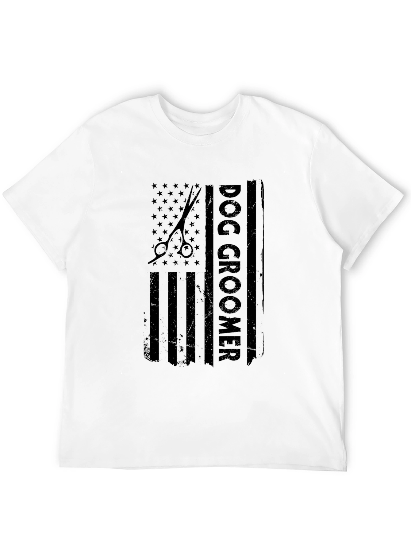 Dog Groomer USA Flag T-Shirt - Black