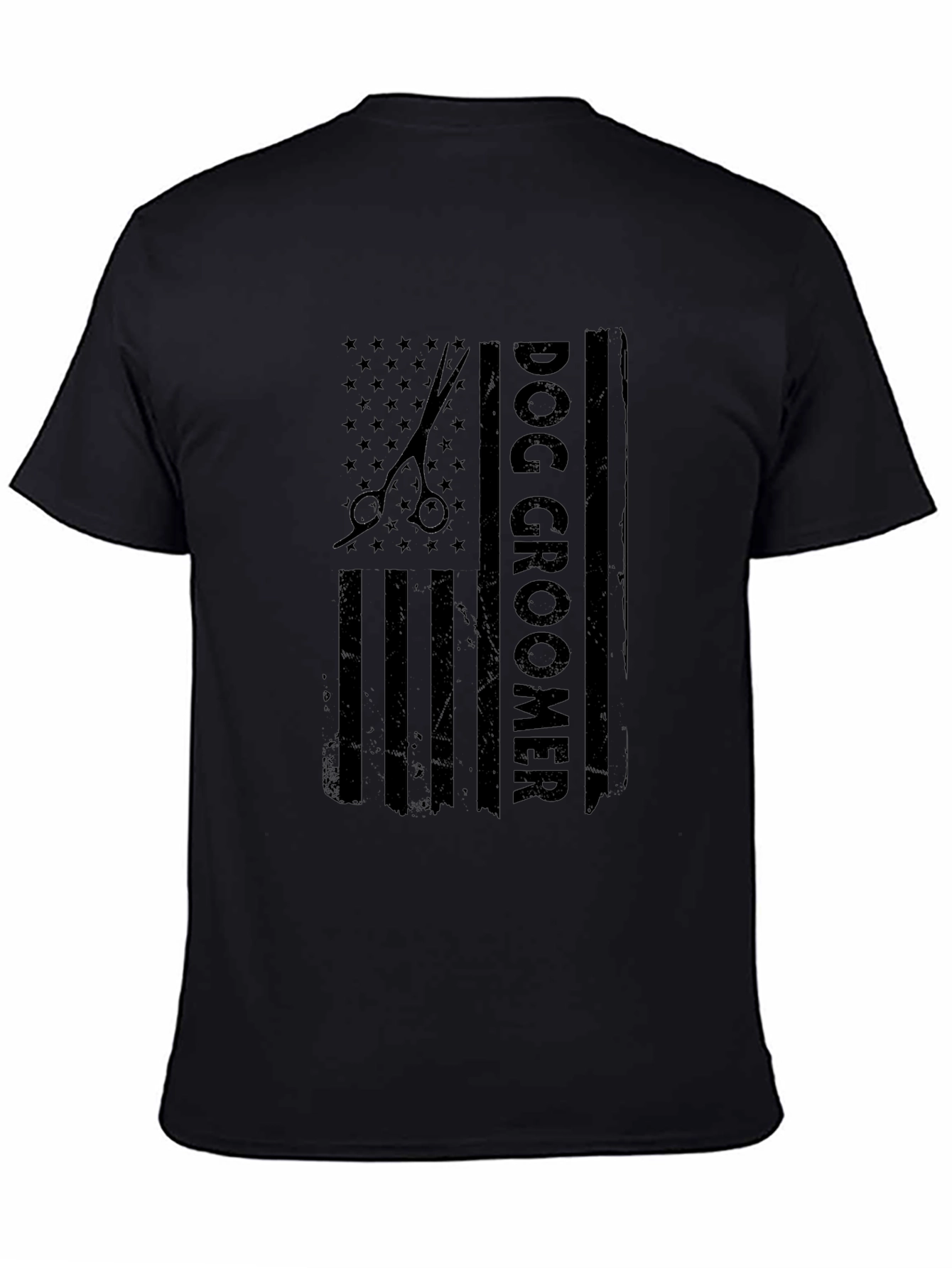 Dog Groomer USA Flag T-Shirt - Black