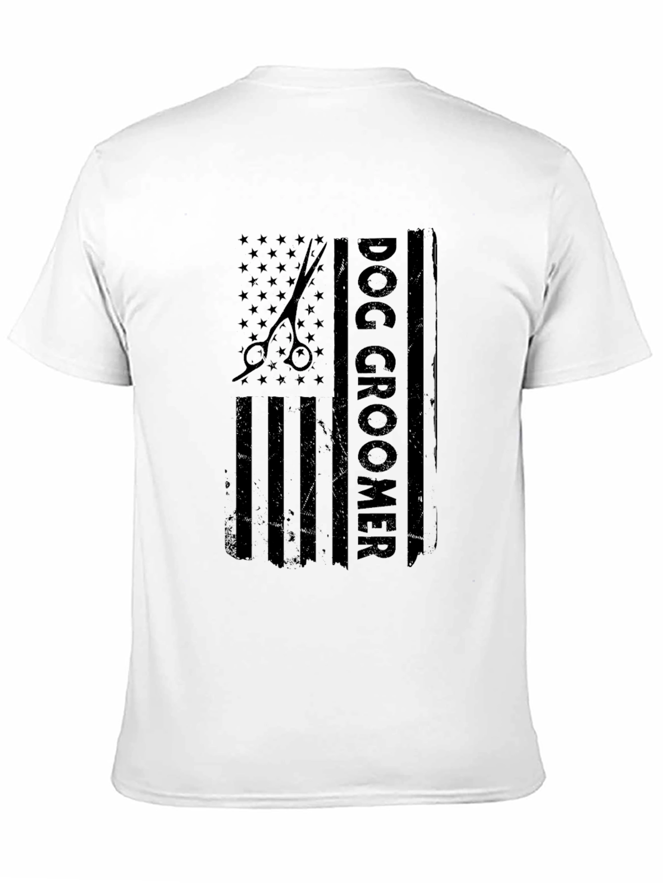 Dog Groomer USA Flag T-Shirt - Black