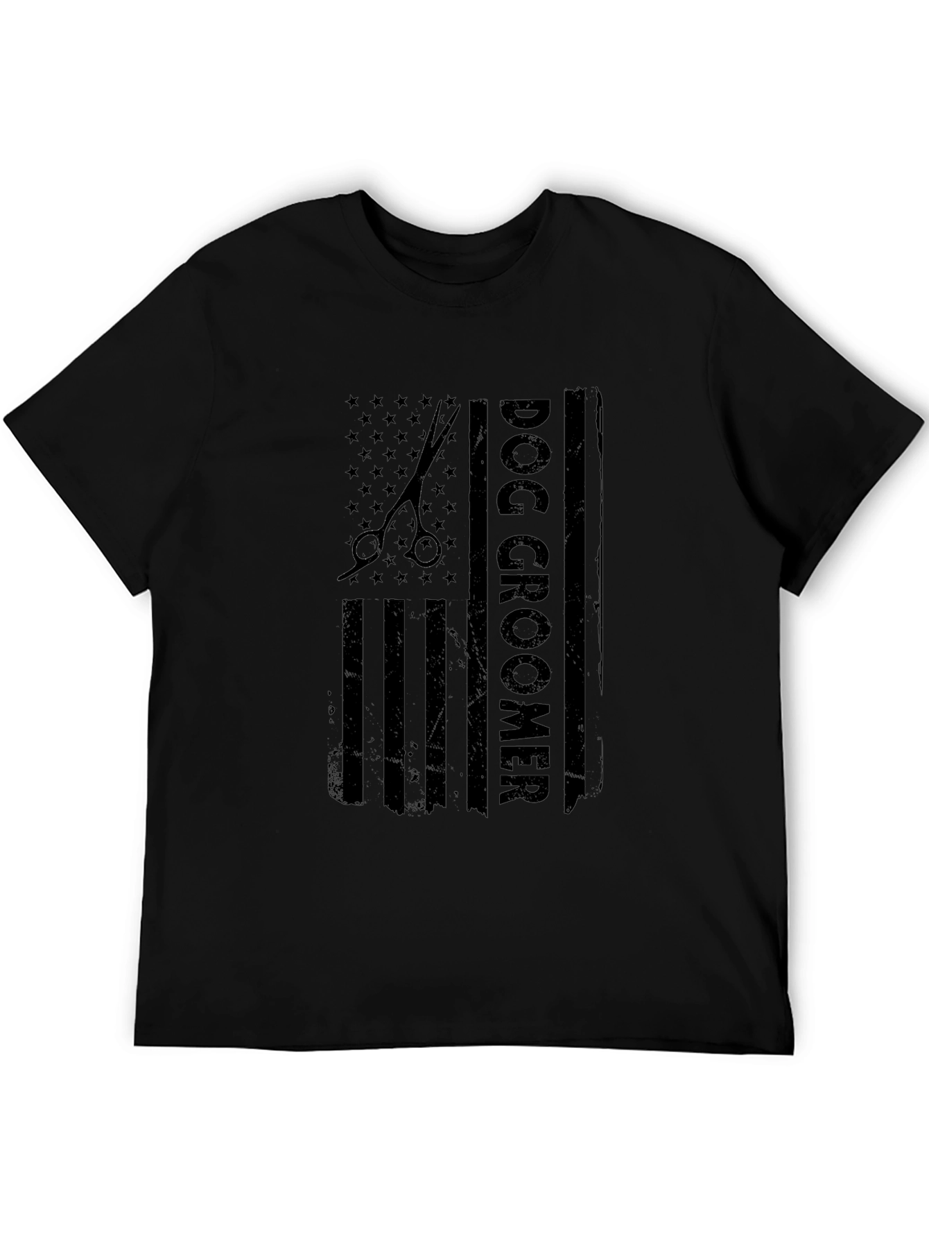 Dog Groomer USA Flag T-Shirt - Black