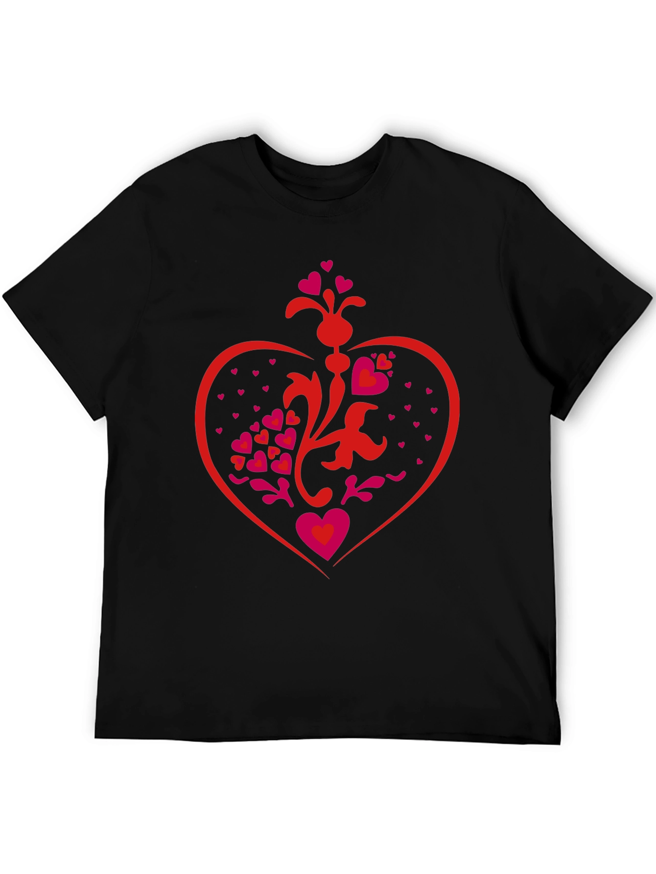 Heart Design Black T-Shirt